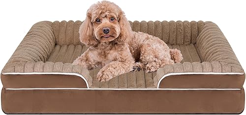 Miniatura 10 de Cama ortopédica para perros de tamaño grande y mediano, lavable de espuma viscoelástica, forro polar de pana suave de alta calidad, sofá mediano