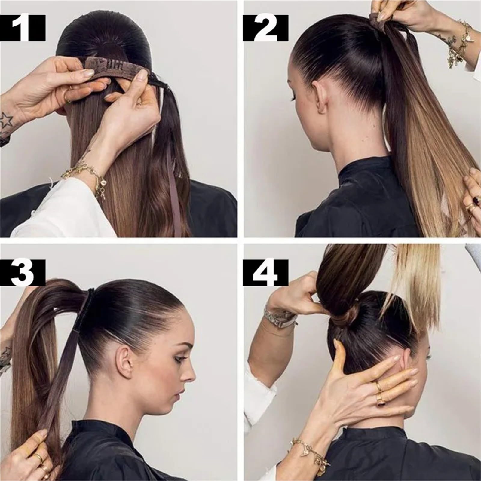 Peruka 22''34'' Long Straight Ponytail Wrap Around Clip In Extensions Black Hairpiece Headwear(Color3,34Inches 85cm)