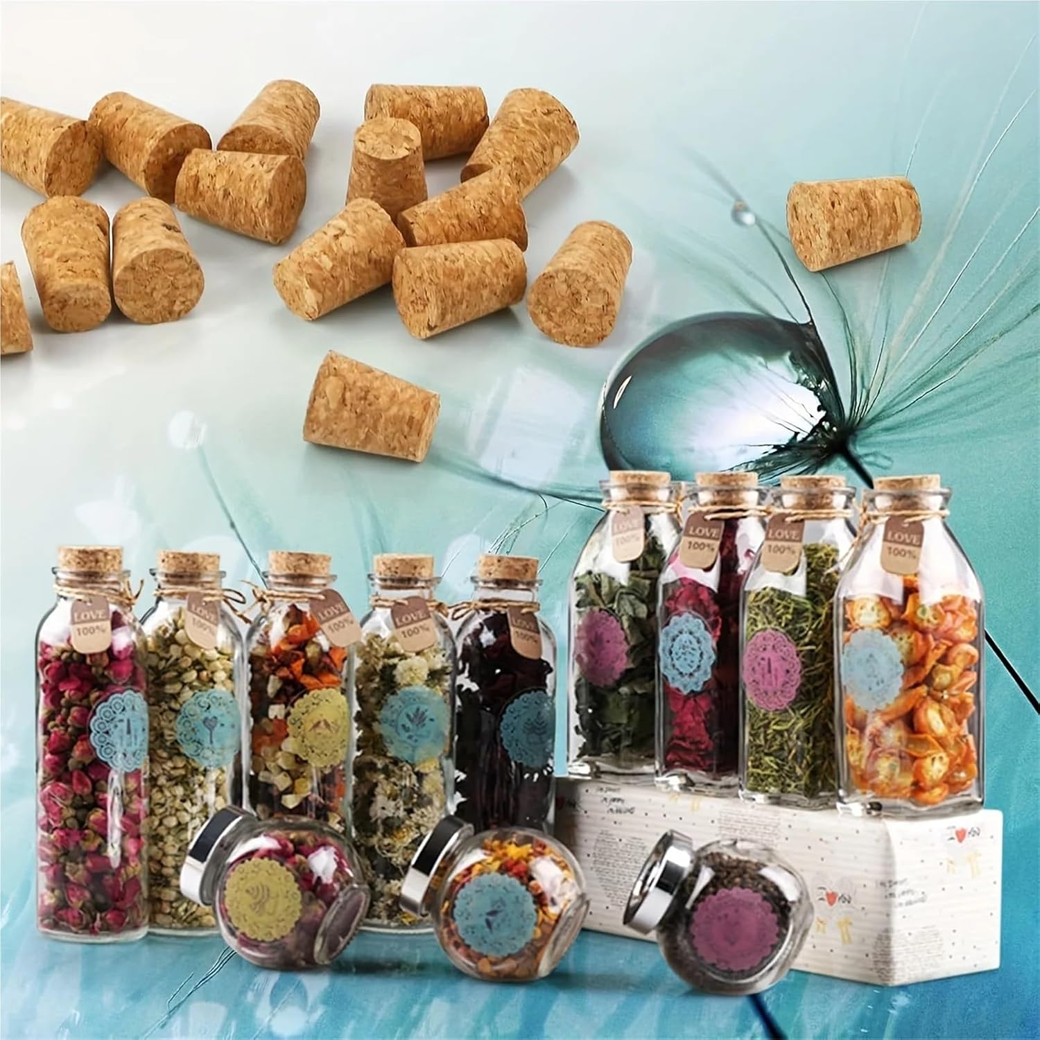 Natural Wood Wine Corks 60Pcs Conical Glass Bottle Stopper Home Brew Wine Jar Plug Beer Oak Cork Pudding Container Wood Lid