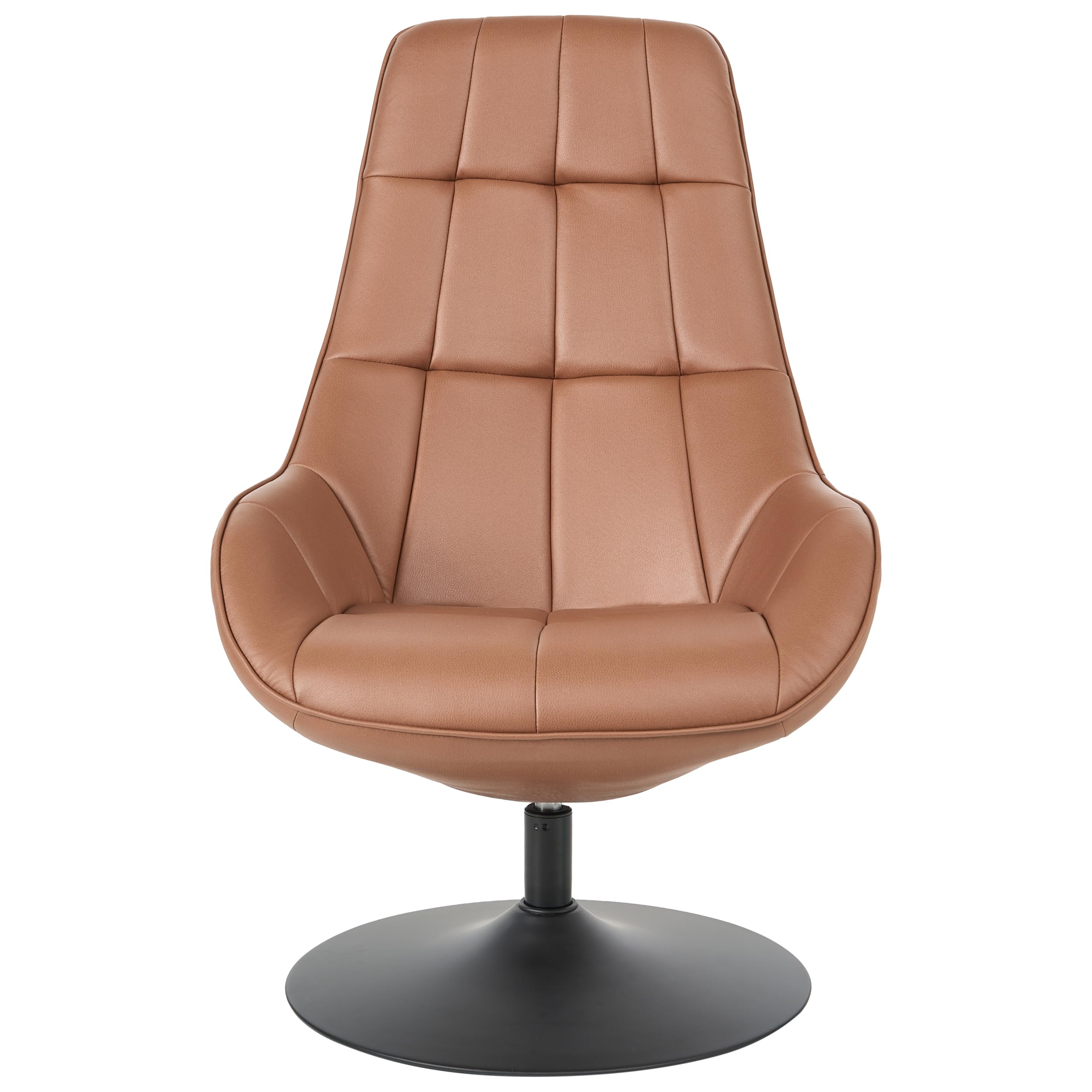 Fotel obrotowy skóra ekologiczna styl mid-century obrotowa podstawa brązowy Marstrand