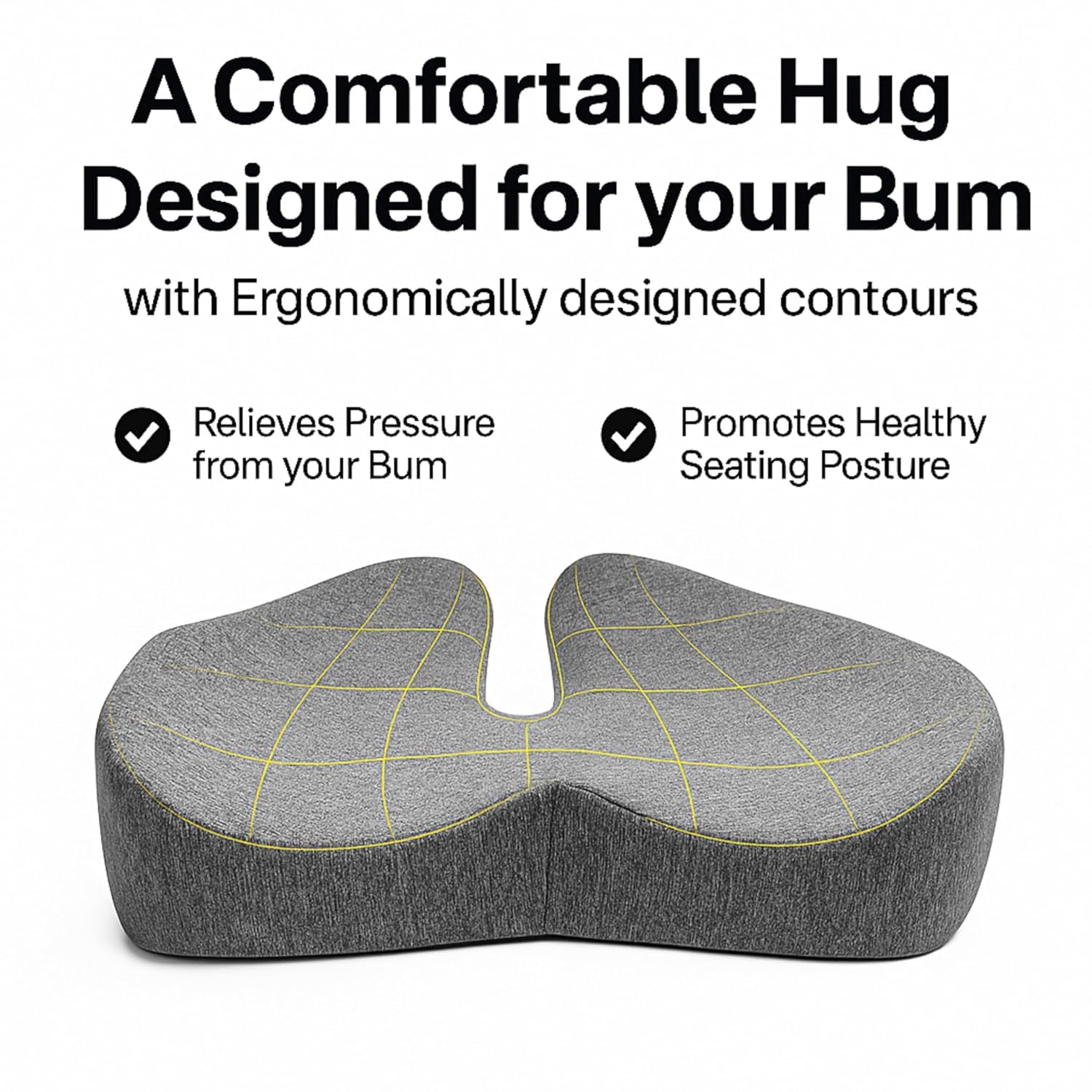 CloudBliss Ultimate Pro Seat Cushion & Posture Corrector Backrest Cushion Combo | Coccyx Pain, Relieves Back, Back Pain Relief & Posture Support | Helps in Tailbone Pain Relief for Office/Home Chair 4
