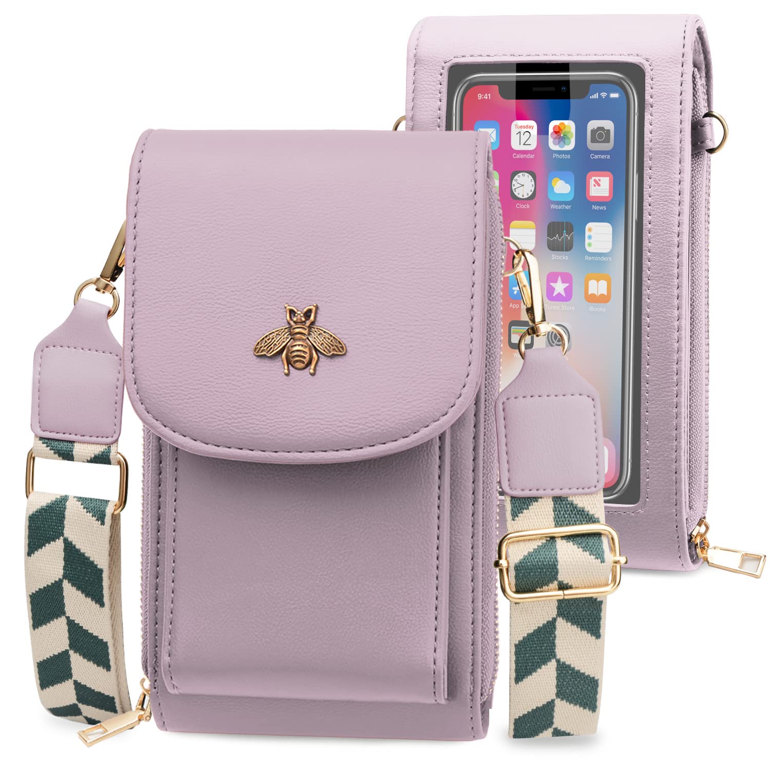 CrossBody Bags with Touchscreen Cell Phone Purse Window Zipper Pocket,RFID  Blocking Card Holder iPhone bag for Women