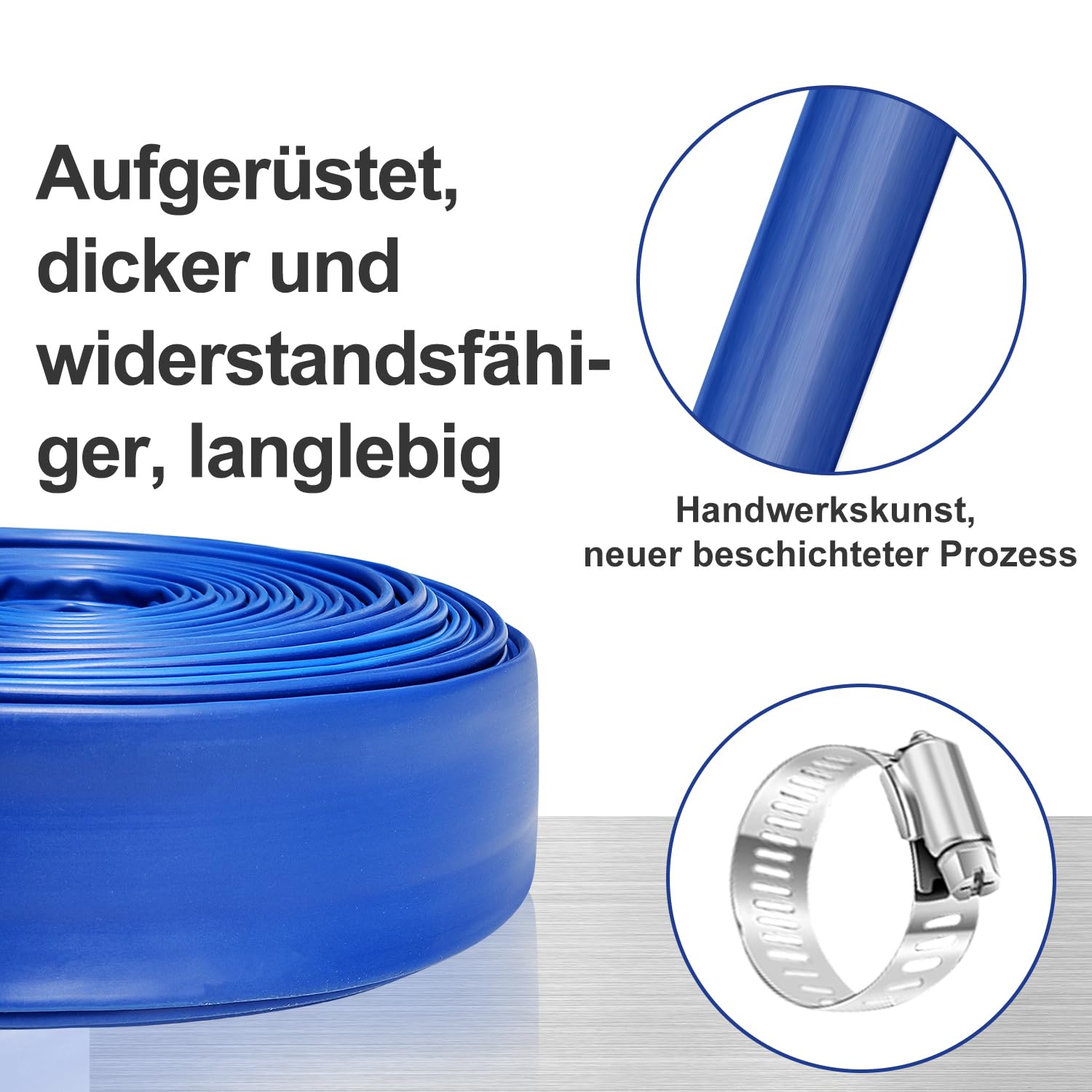 Amapool Basics zwembadslang, 9 meter, 38 mm, blauw, zwembadslang, 38 mm, slang voor zwembadpomp, flexibele pompslang, made in Germany