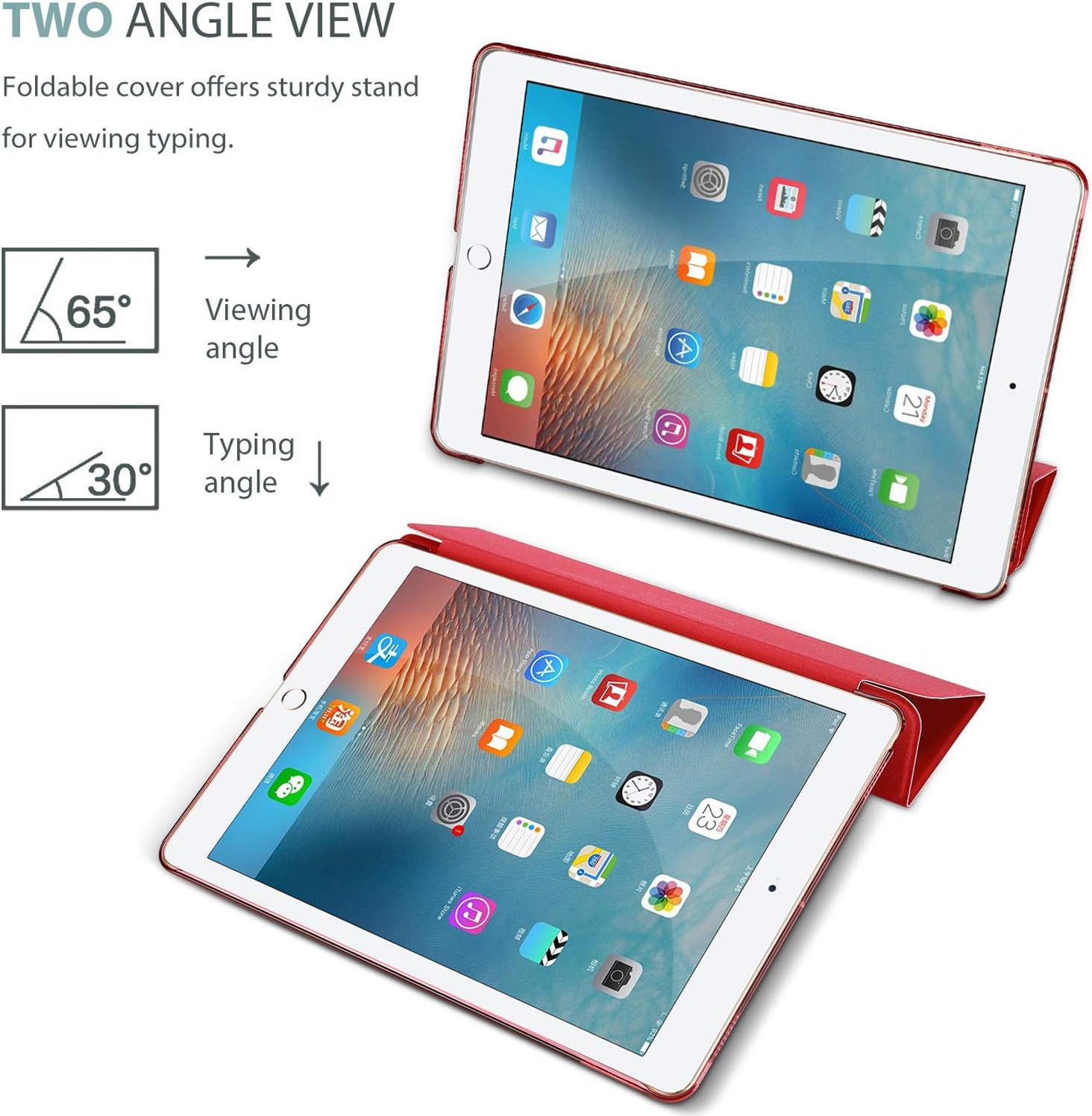 Smart Magnetic Stand Case for Apple iPad Pro 11 - Compatible Only with 2022, 2021, 2020, 2018 Models - Slim Protective Cover (Red) - Image 4