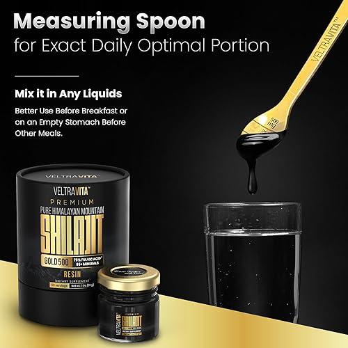 Miniatura 6 de Resina Shilajit del Himalaya 100% pura oro 500 orgánico  75% de ácido fúlvico de alta potencia, ácido húmico y más de 85 oligominerales  Energía