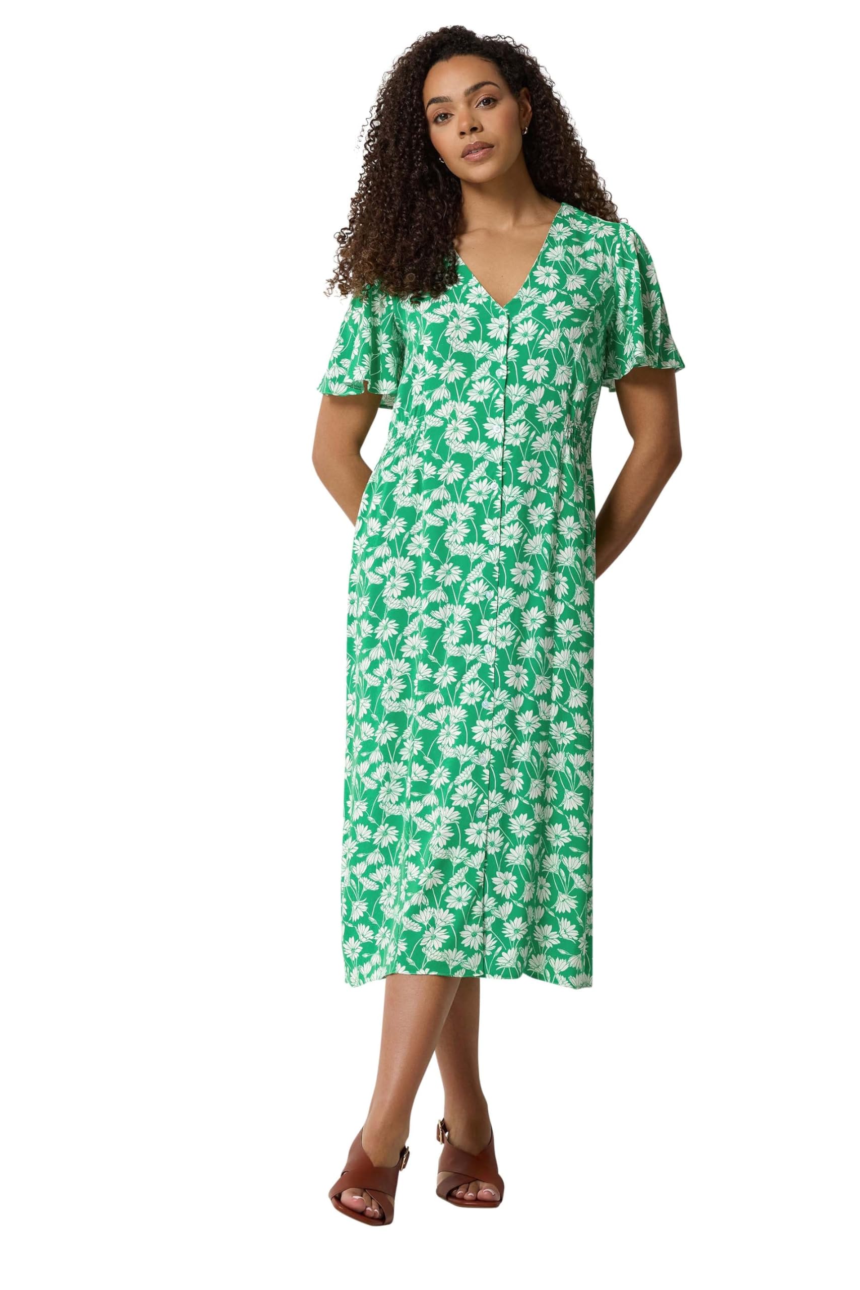 M&Co - Women's Tea Dress - Midi - Green - Size 14