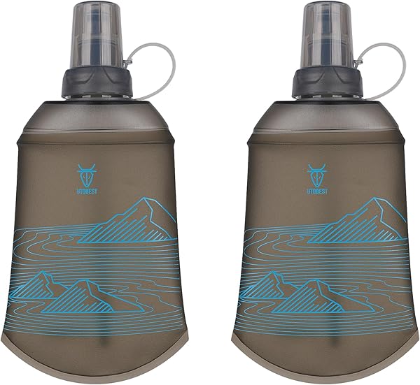 UTOBEST 200ml Soft Flask with 28mm Caliber, Collapsible Flexible TPU Hydration Water Bottle, 2 Pack, for Running, Hiking, Cycling, Climbing, and Marathon Blue