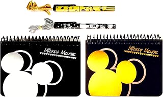 Disney Mickey Mouse Spiral Autograph Books - 2 Books Set with 2 Necklace PENS (Bighead WTH PENS)