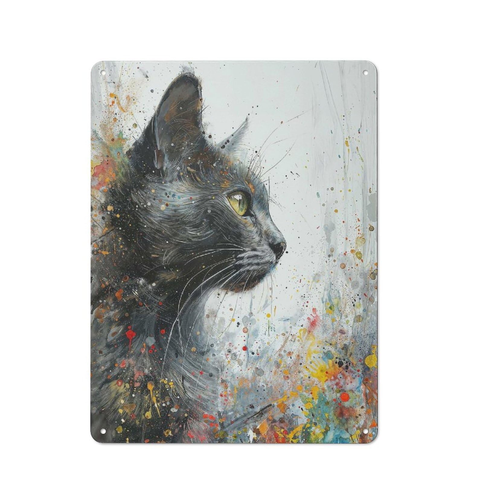 Junmoney Artistic Whiskers Metal Wall Plaque With Design 40X30cm, Retro Novelty Wall Art For Bedroom, Kitchen, Office Or Living Room