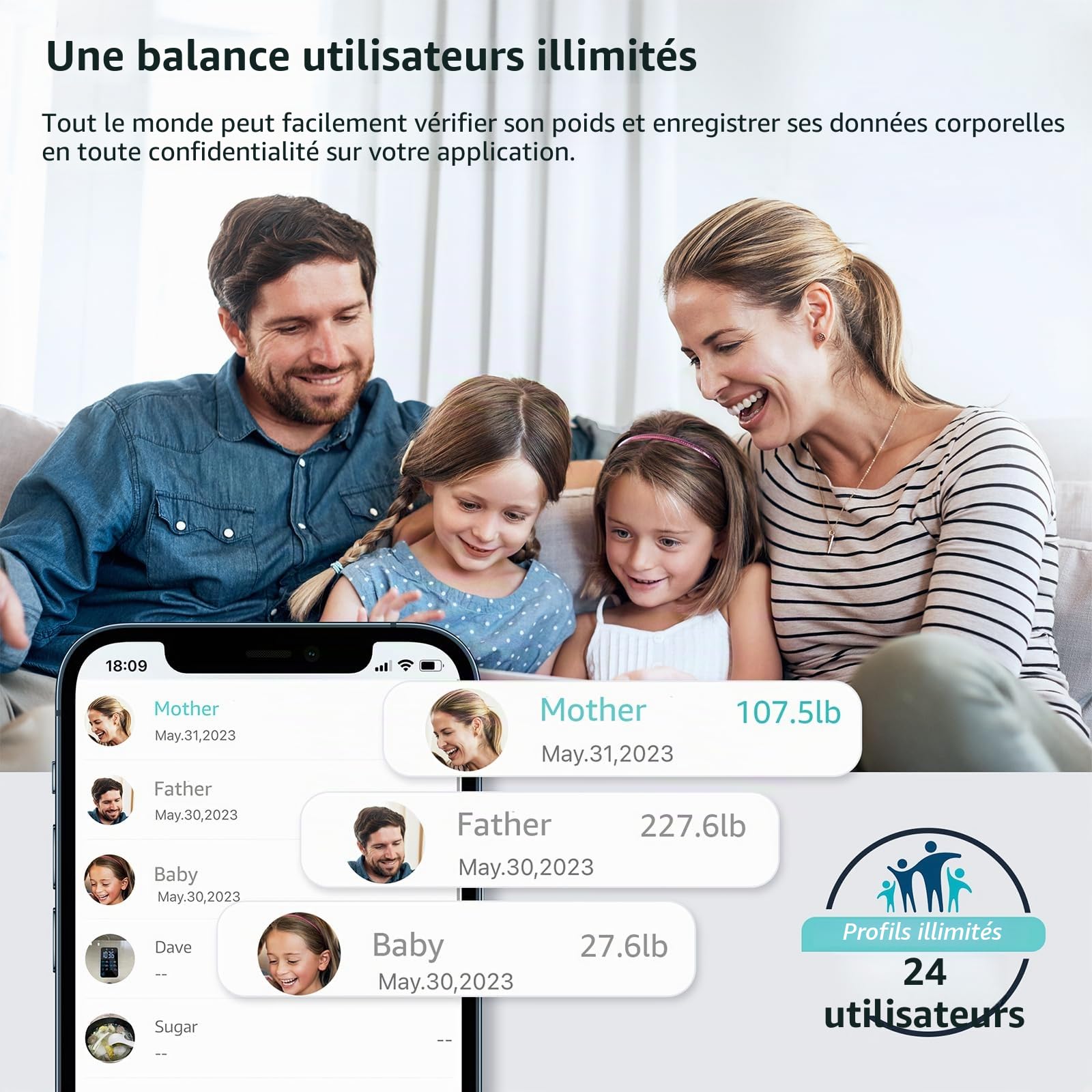 Posture Balance Pese Personne pour Salle de Bain, Haute Précision, Impédancemètre 13 Indicateurs (IMC/Graisse Corporelle/Muscle) avec App, Max 180 kg - Noir