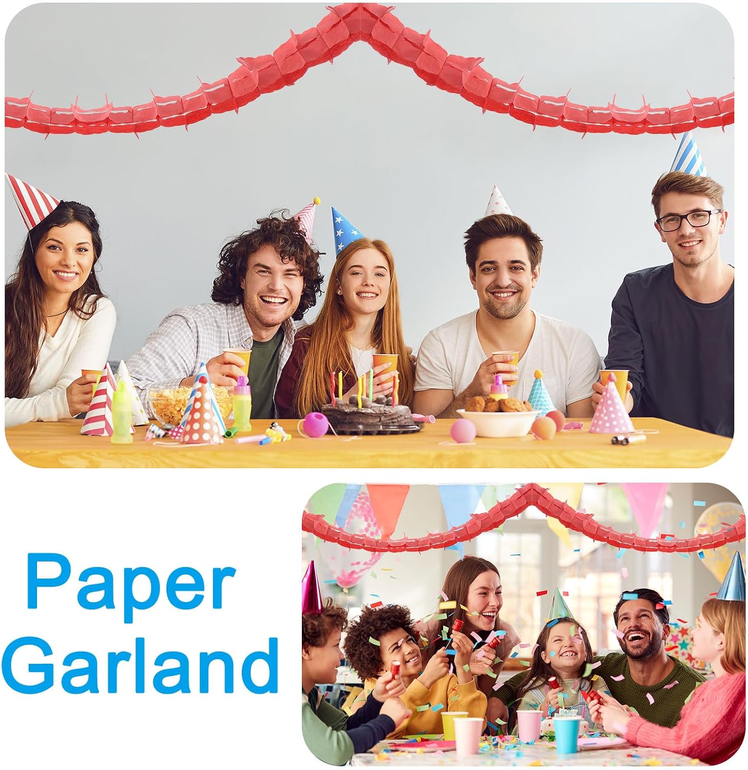 PATIKIL Total 40Ft Tissue Paper Garland, 4Pcs Four-Leaf Reusable Hanging Streamers Garland for Jungle Party Decorations Birthday Wedding Bridal Showers Decor Supplies, White, 10Ft/Pcs image 4