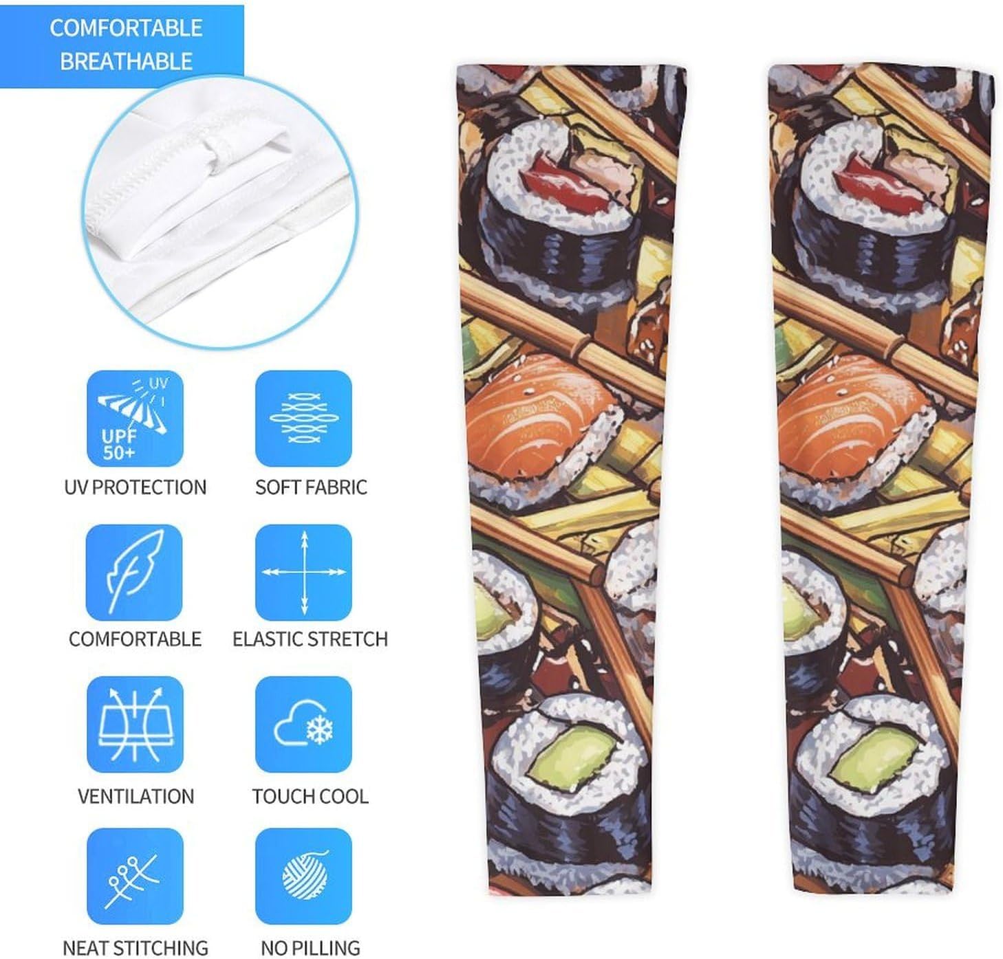 Rolls Stacked Arm Sleeves Cooling Sun Protection Sports Compression for Golf Basketball