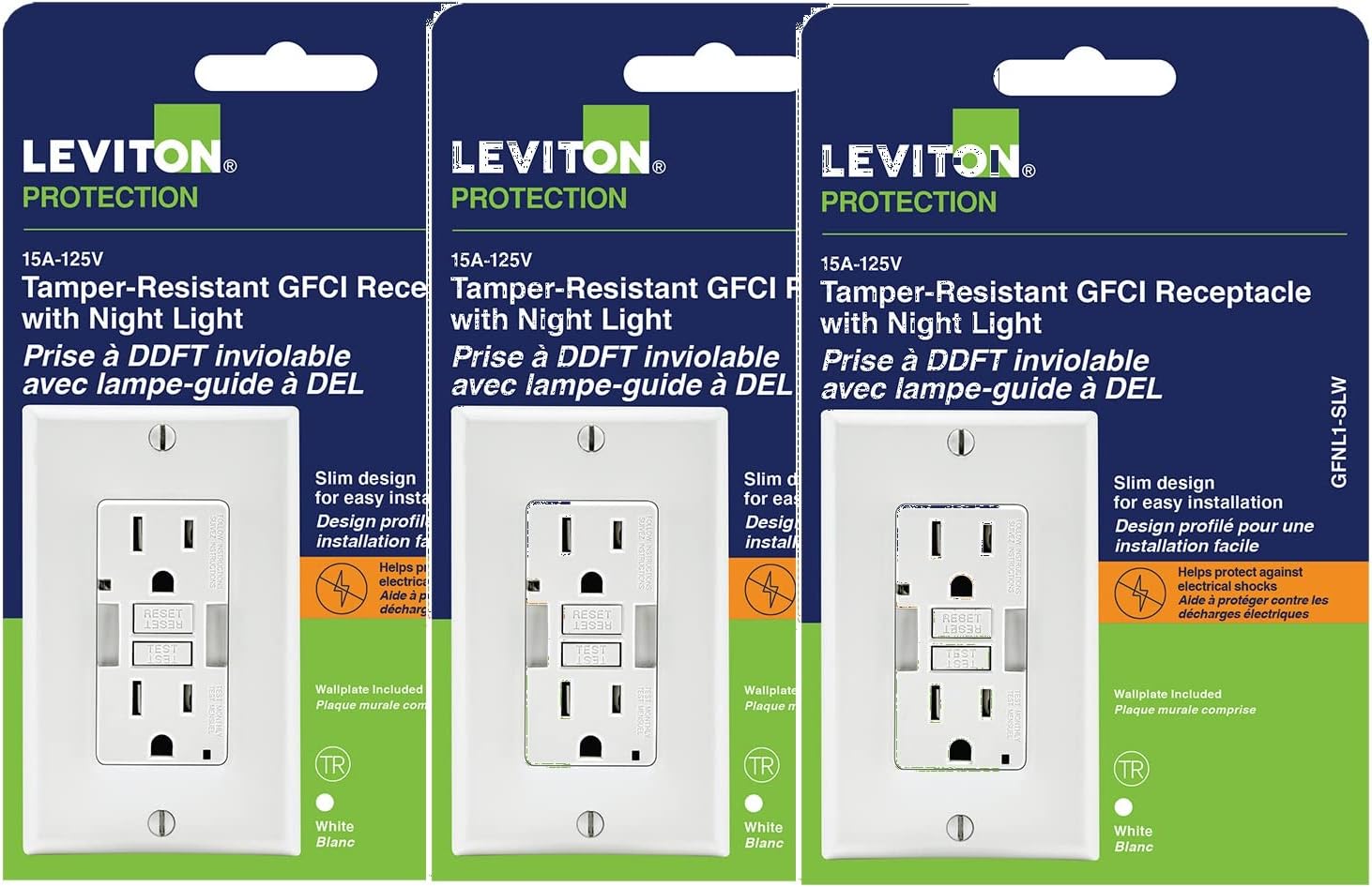 Leviton GFNL13PK SelfTest Smartlockpro Slim GFCI TamperResistant