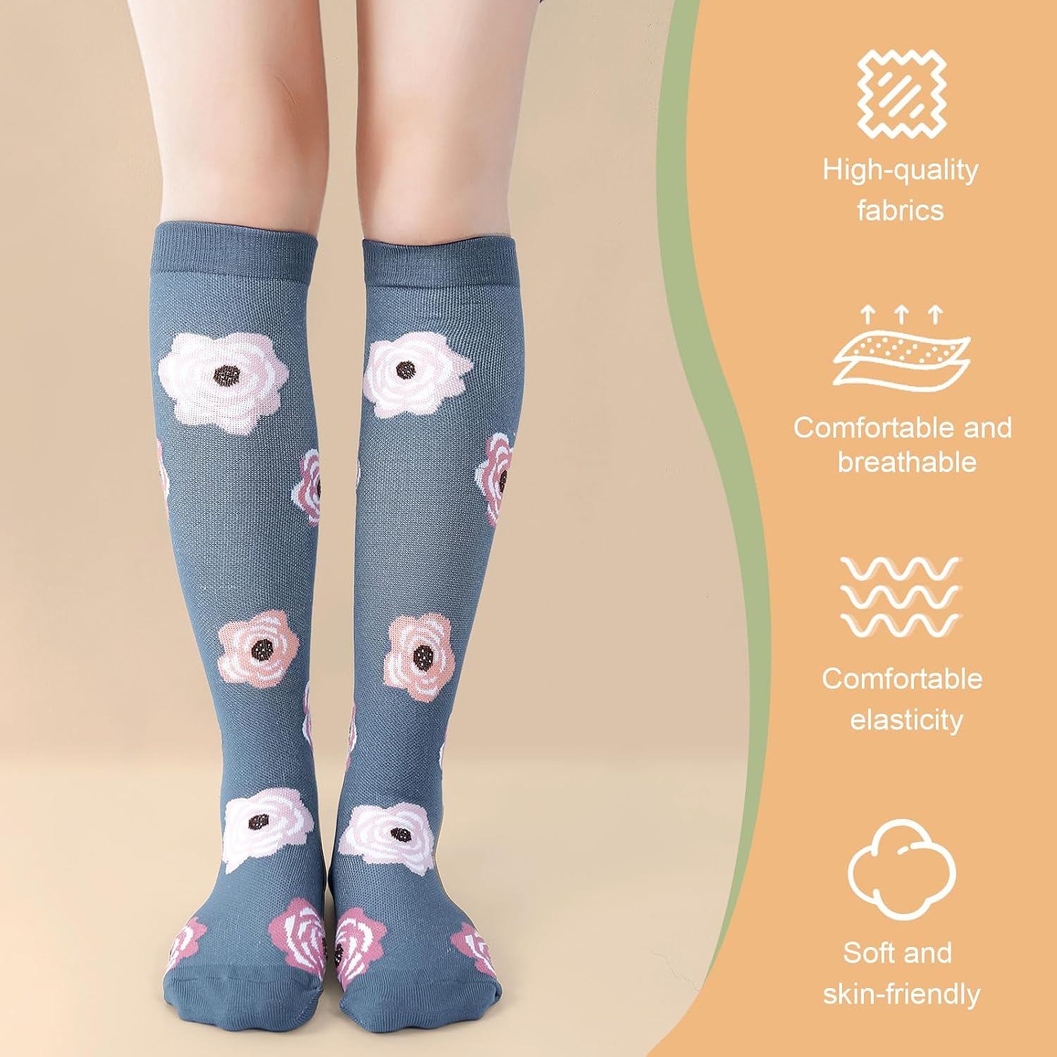 YOYOU 3 Pairs Compression Socks for Women and Men, Knee High Support Socks for Men Women