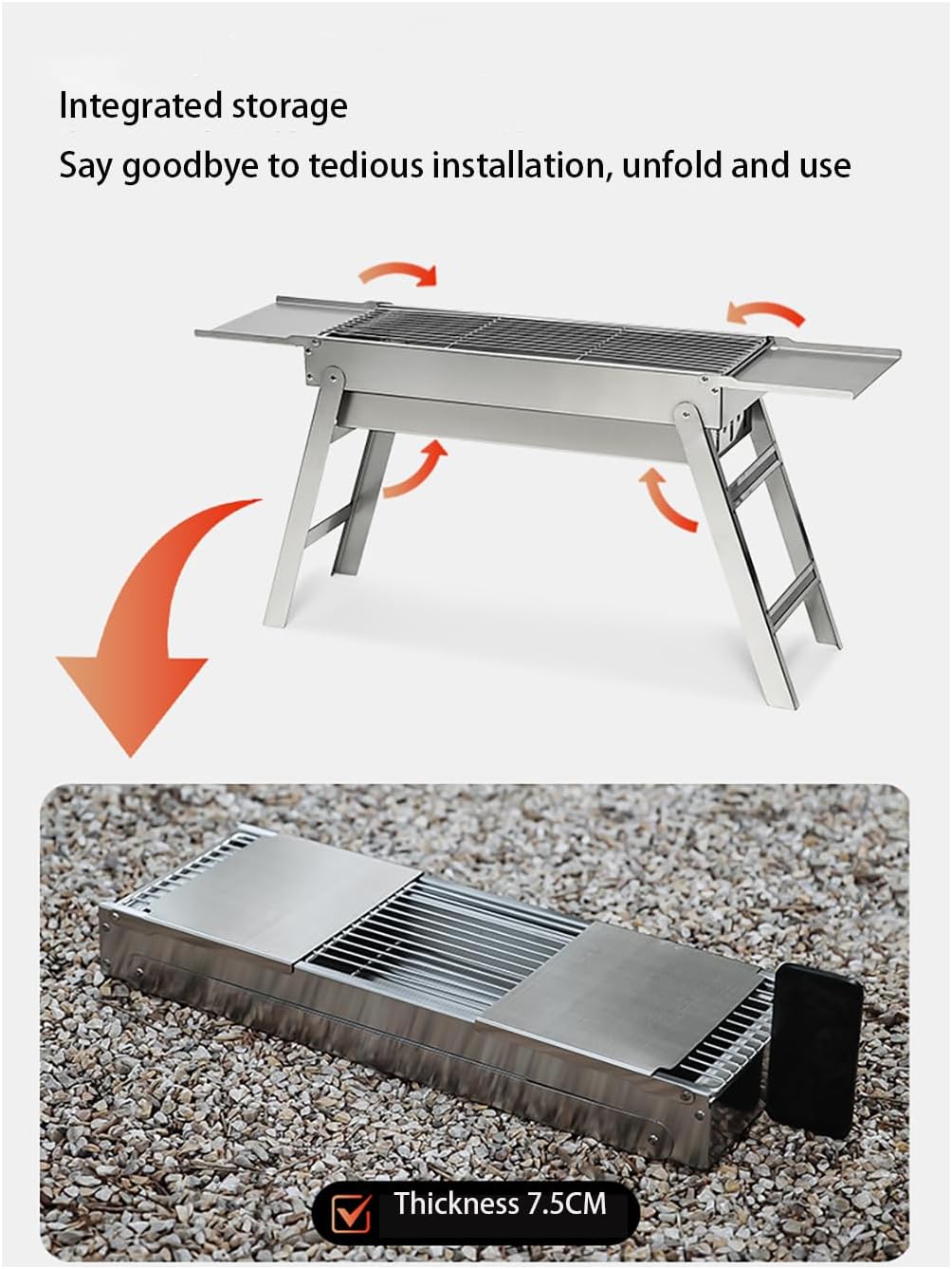 Foldable Portable Grill, Stainless Steel Barbecue Grill, BBQ Charcoal,grills outdoor cooking,Great for Outdoor Cooking Camping Hiking Picnics Tailgating(Size:88CM,Color:Basic model)