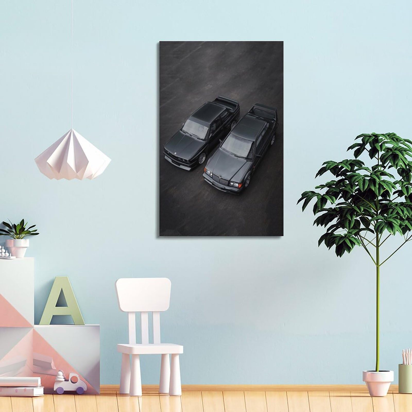 OKNGB DTM Racing Poster 190E W201 Evo Vs E30 M3 – 50x75cm Leinwanddruck Auto Wanddekoration