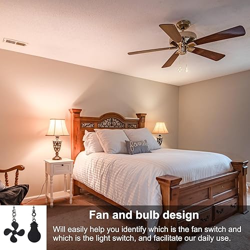 Miniatura 6 de uxcell Juego de cadenas de ventilador de techo de 13 pulgadas, extensor de cadenas de ventilador de bola con cuentas con bombilla decorativa y cable