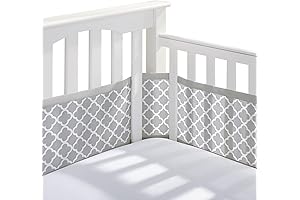 Braided Bumpers for Baby Crib, BreathableBaby Mesh Liner, Gray Clover