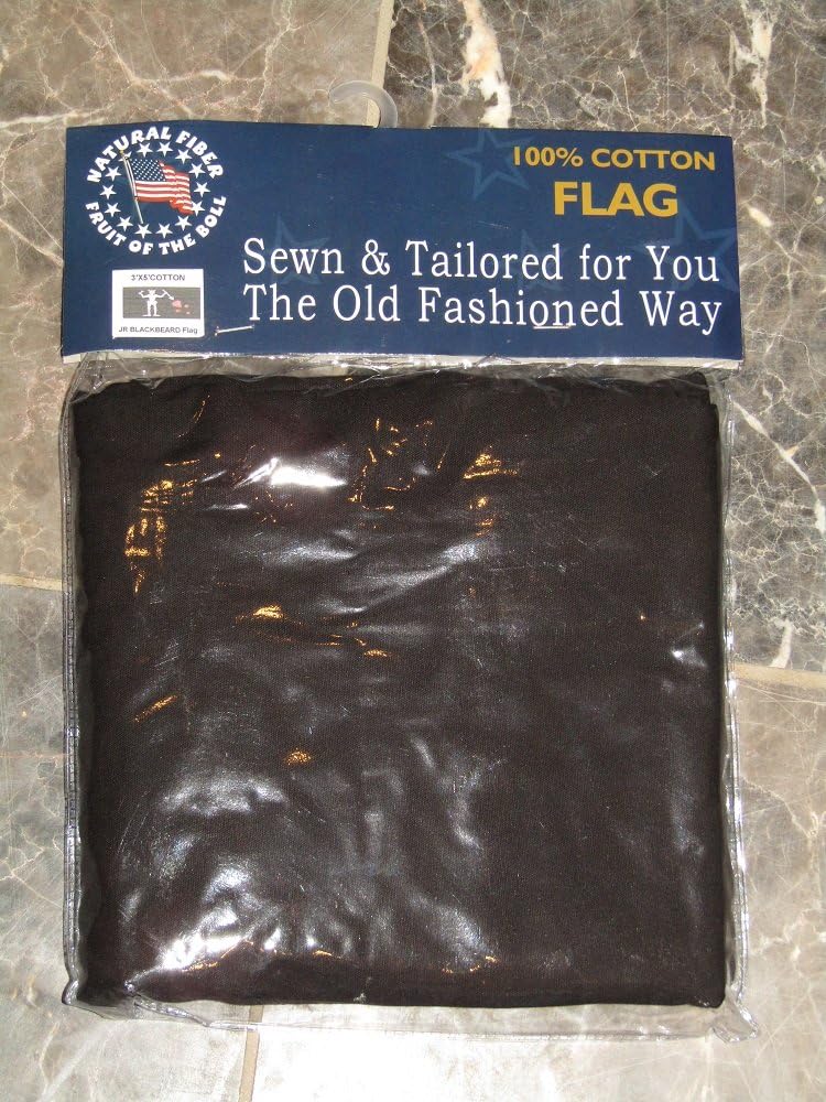AES 3x5 Embroidered Sewn Jolly Roger Pirate Black Beard Cotton Flag 3'x5' (100% Cotton)