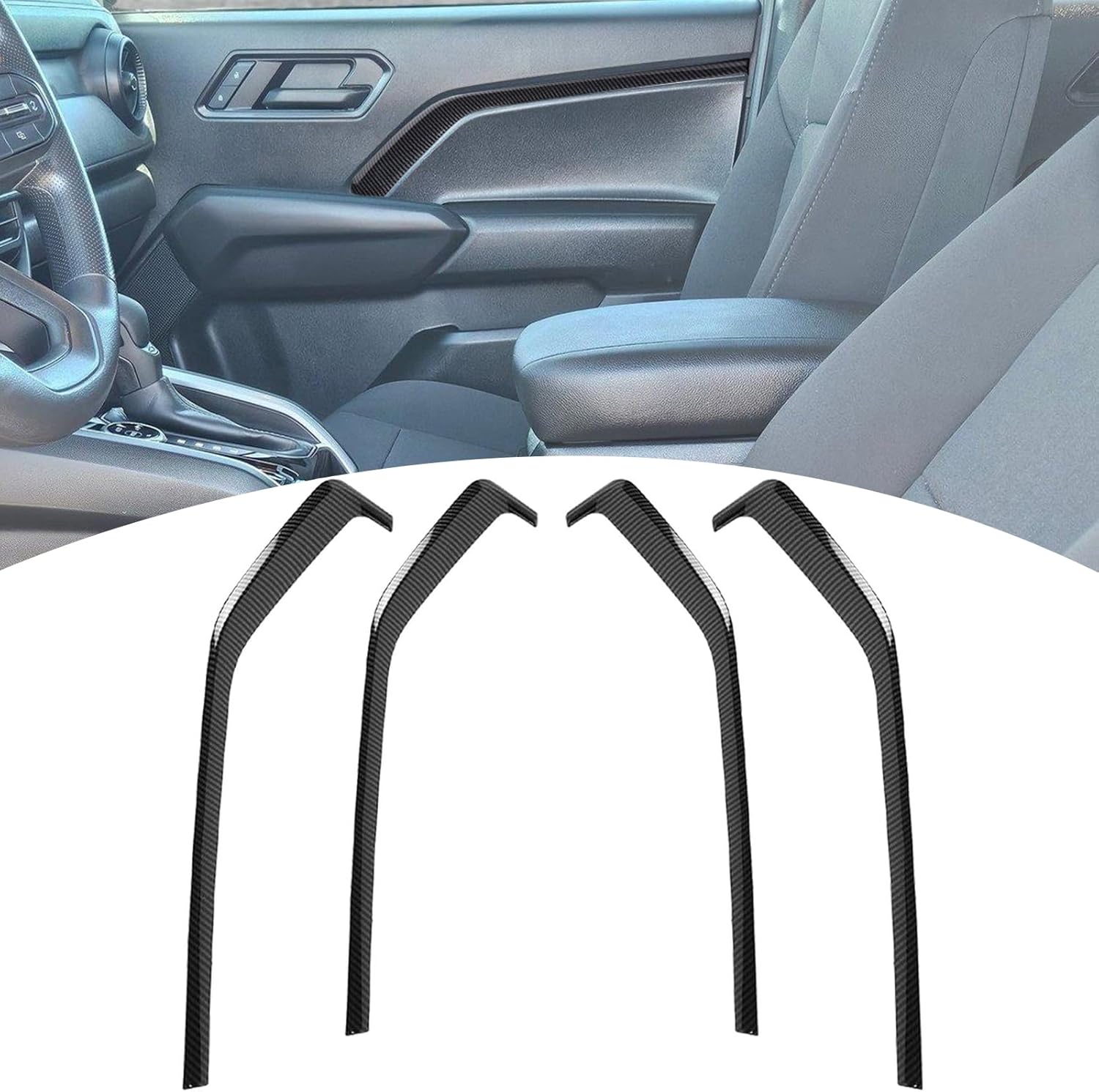 for Colorado Inner Door Panel Trim Cover for Chevrolet Colorado/GMC Canyon 2023 2024 up Black Carbon Fiber Grain Interior Accessories 4pcs