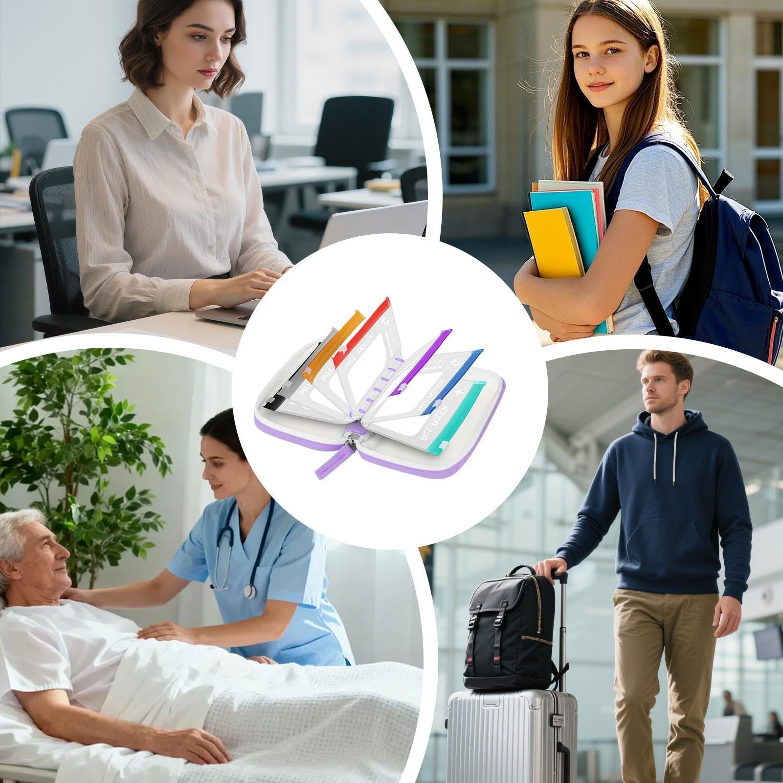 De Viaje Para Pastillas - Contenedor Para Masticar Impermeable De 0 Cm, 14 Compartimentos, Organizador Reutilizable Con Cremallera, Almacenamiento Compacto De Medicamentos | Pastillero Semanal P