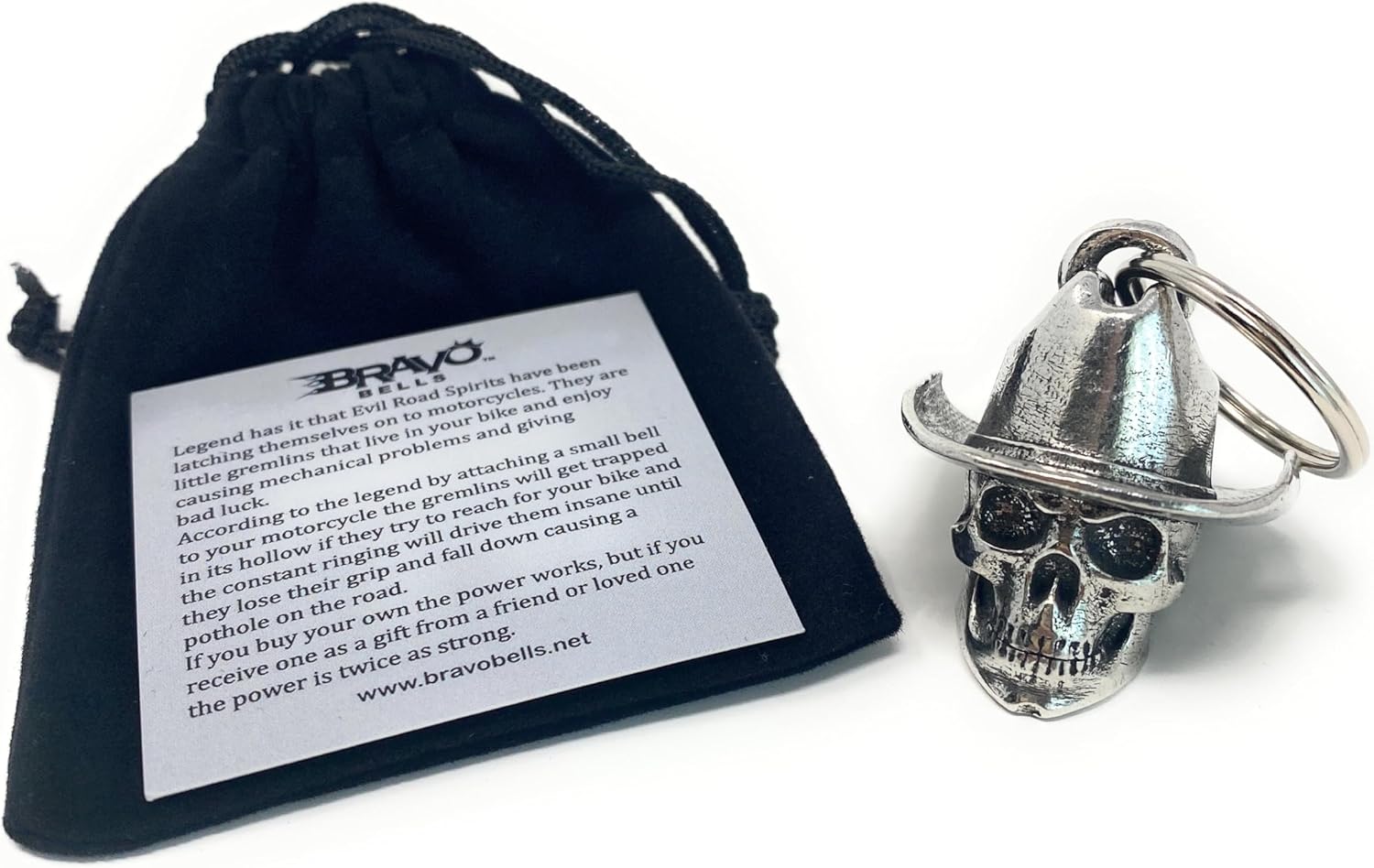 Bravo Bells Cowboy Skull Bell - Biker Ride Bell or Key Chain for Good Luck on the Road - Made in USA - Image 5