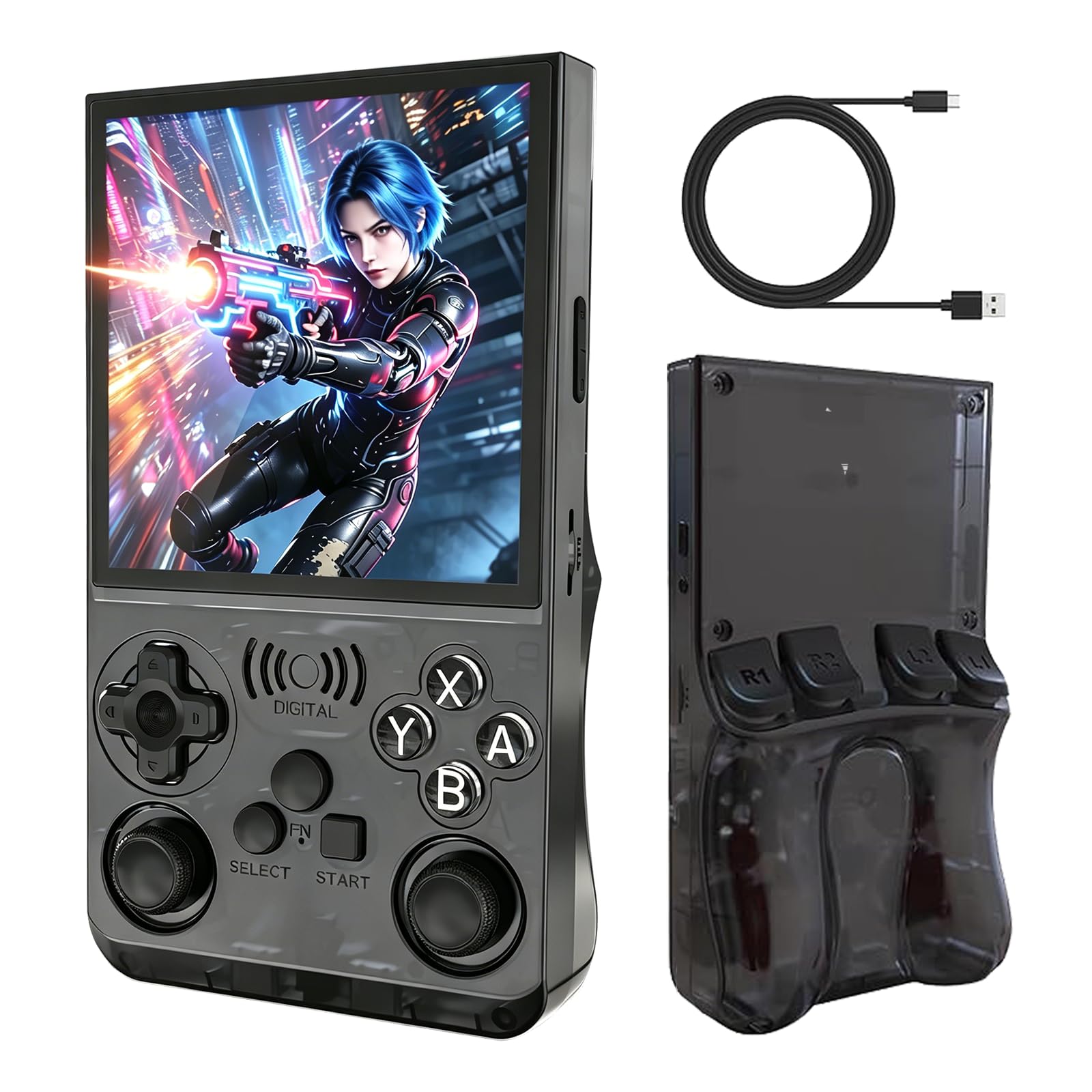 GAMINJA Retro-Handheld-Spielkonsole, Retro-Spielekonsole mit 10,2 cm IPS-Bildschirm, WiFi-2-Spieler-Online-Battle & Game-Download, 20+ klassische Emulatoren, 3500 mAh Akku, tragbares