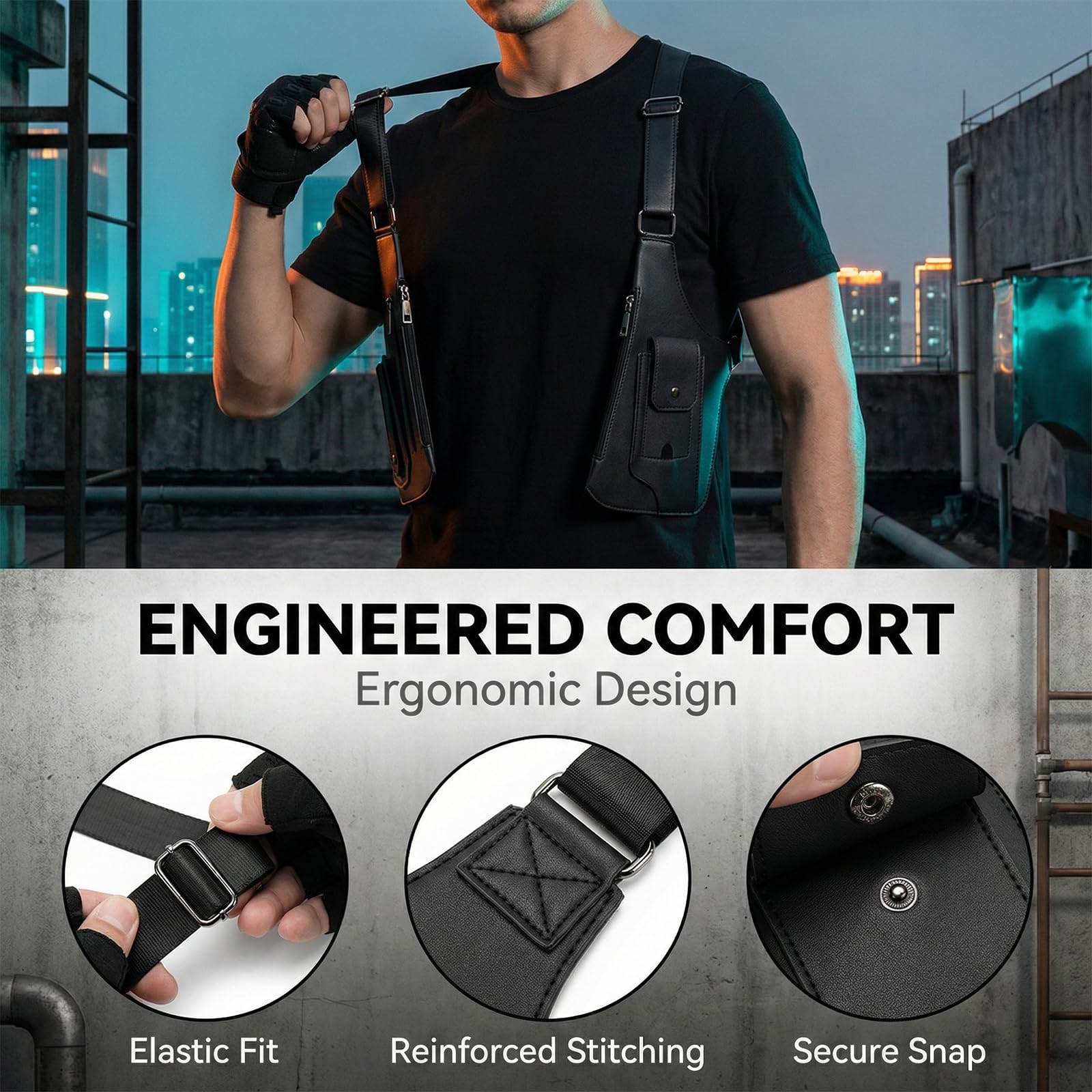 Shoulder Bag Homme, Sacoche en Cuir & Sac Anti-Vol sous Le Bras