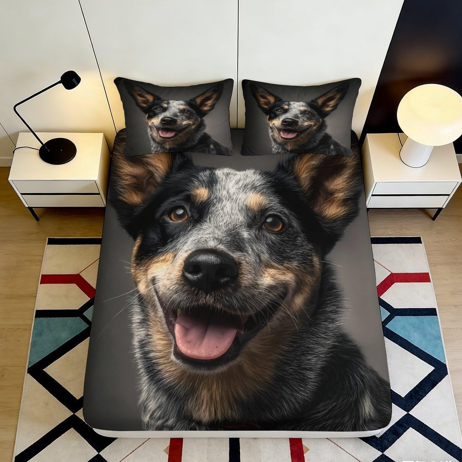 Dhbaneiok Style-4 3D Printed Dog Portrait Fitted Sheet Microfiber Soft Breathable Pet Face Bed Cover For Bedroom Guest Room Decor 90X200x25cm