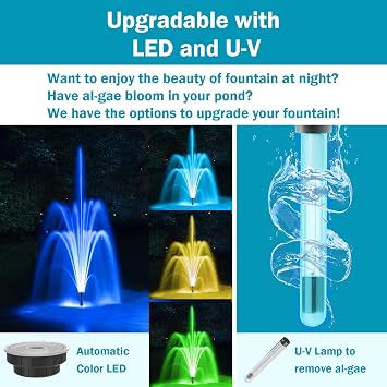 All-in-One 850GPH Pond Fountain Filter Kit for Outdoor Ponds 500-750 Gal