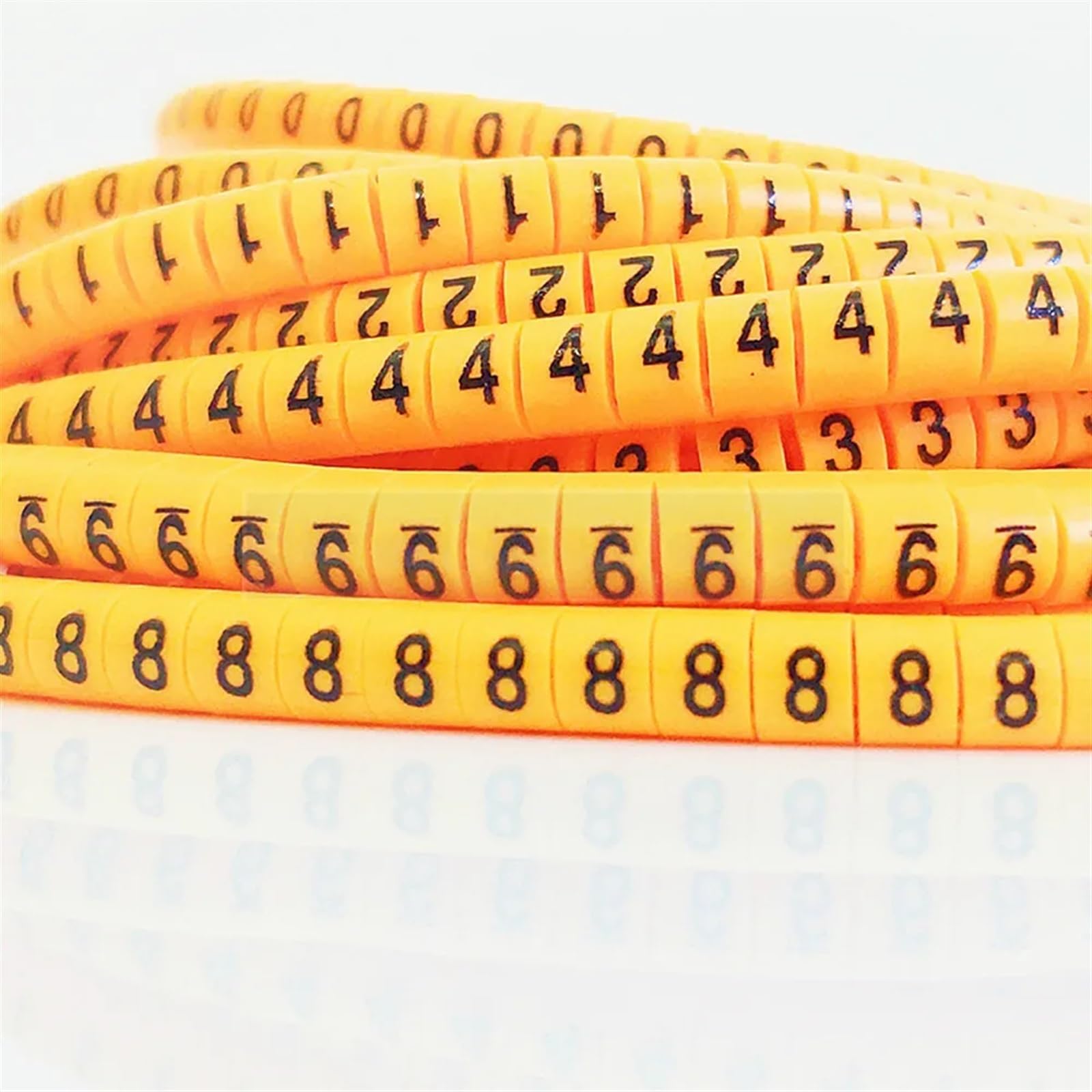 Etykiety do kabli, Oznaczniki przewodów PVC EC-0 EC-1 Numer od 0 do 9 Rozmiar 1,5 mm2 koloru żółtego Izolacja(Ec 2 Yellow 0 9)