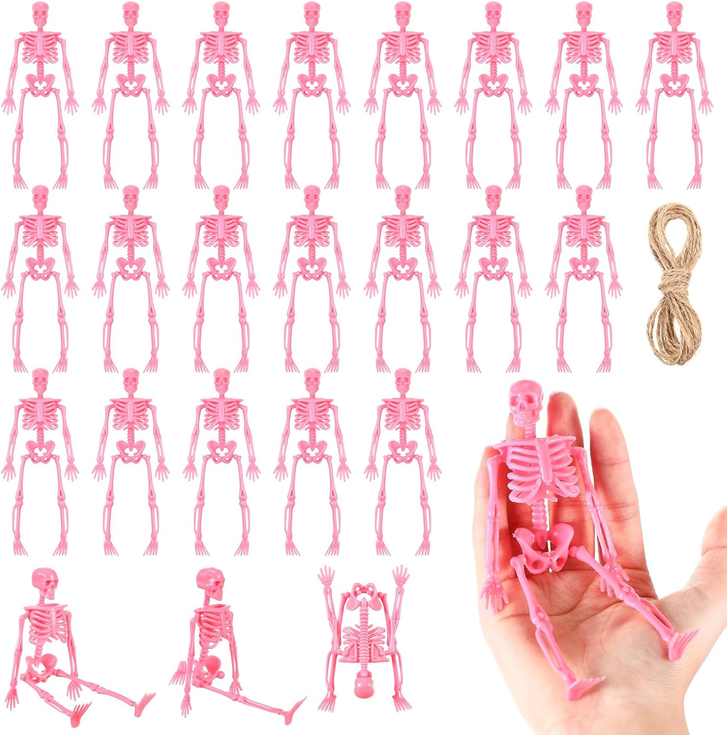 Amazon.com: Jetec Halloween Mini Skeleton Pink Decor with Jute Rope 6 ...