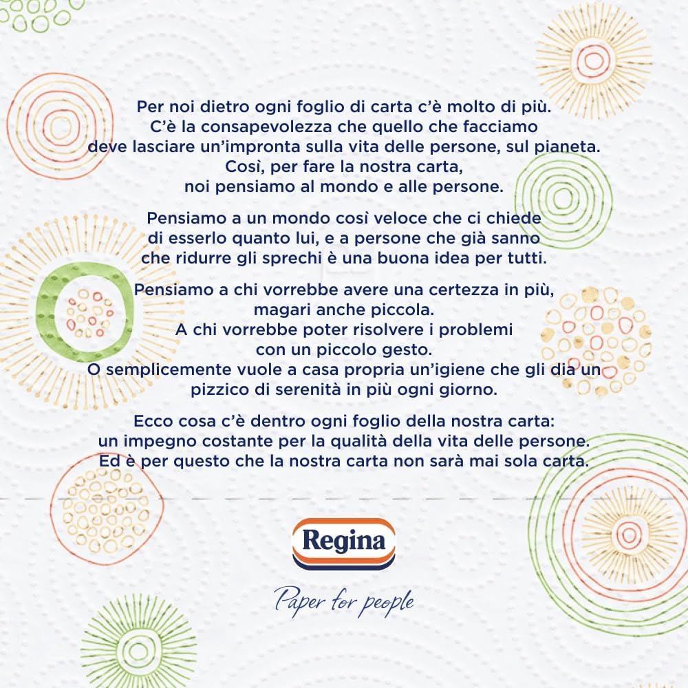 Regina Wish Carta Cucina - Confezione da 24 Rotoli, 135 Strappi per Rotoli, Fogli a misura di mano, Scegli quanto basta e sprechi di meno, Carta 100% FSC