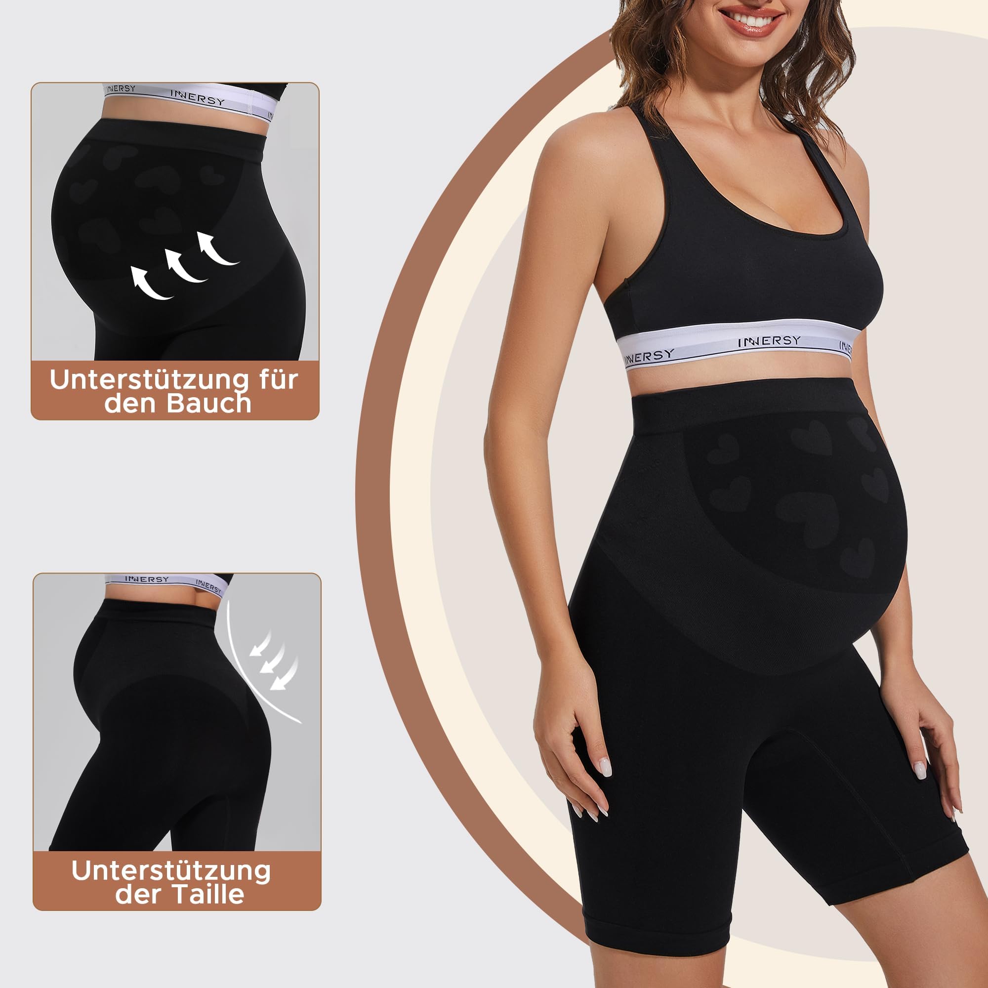 INNERSY Umstandshose Kurz Unter Kleid Schwangerschaft Anti Chafing Shorts Überbauch Umstandsunterhosen - 3