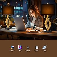 Vista 4 de Juego de 2 lámparas de mesa escultóricas con puertos USB para sala de estar, lámparas de noche de granja con acabado en hoja de oro y interruptor