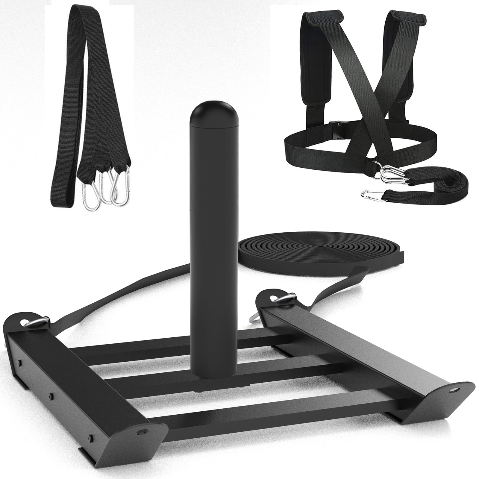 Moricher Weight Sled with Harness, Heavy Duty Fitness Strength Training Sled Workout Sled for Athletic Exercise and Speed, Suitable for 1" and 2"
