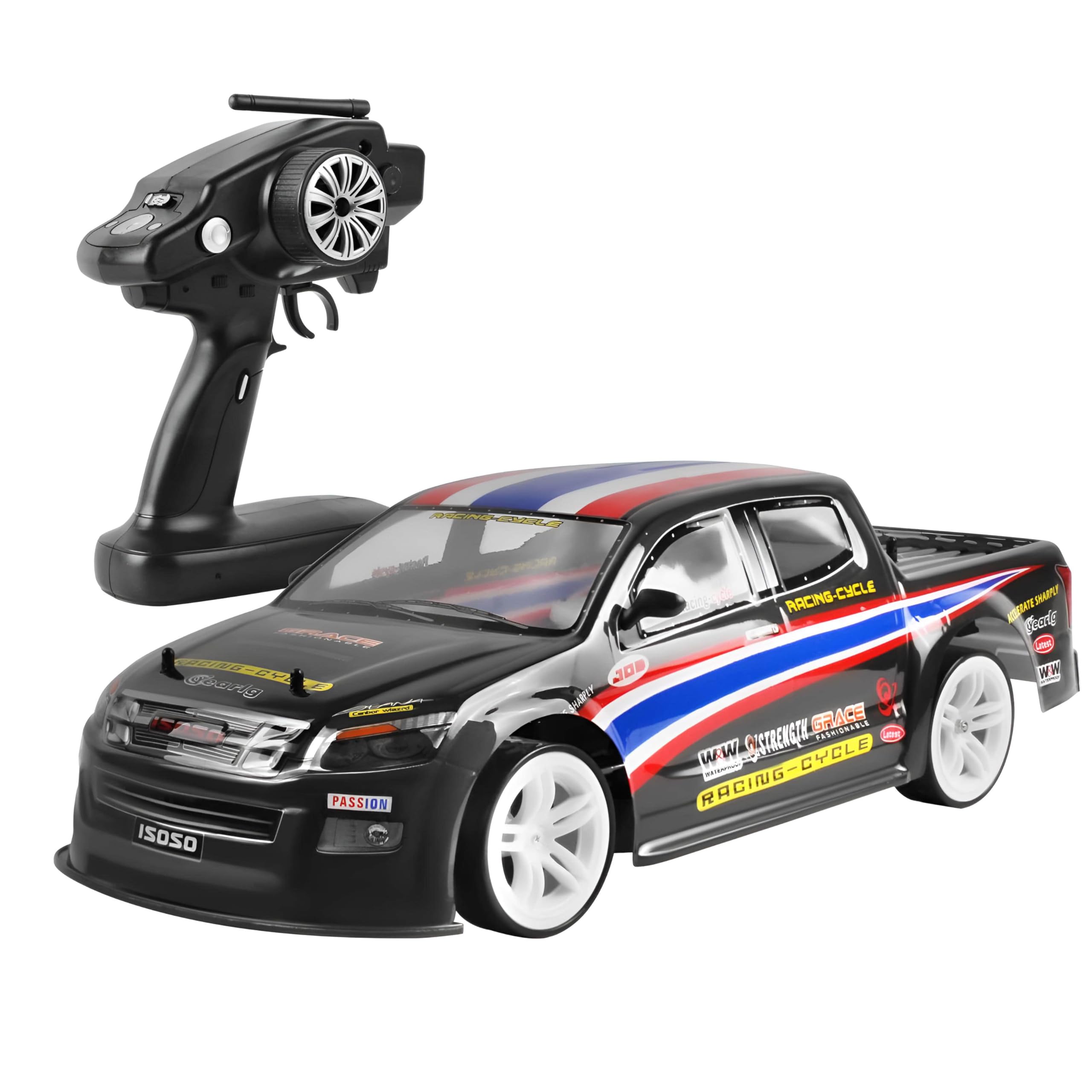 Skala 1:10 Rc Drift Car 70km / H High Speed 4wd Racing Z Przeciwwybuchowym Nadwoziem Pvc I Oponami Do Driftu Do Profesjonalnych Wyścigów I Driftu (Black)