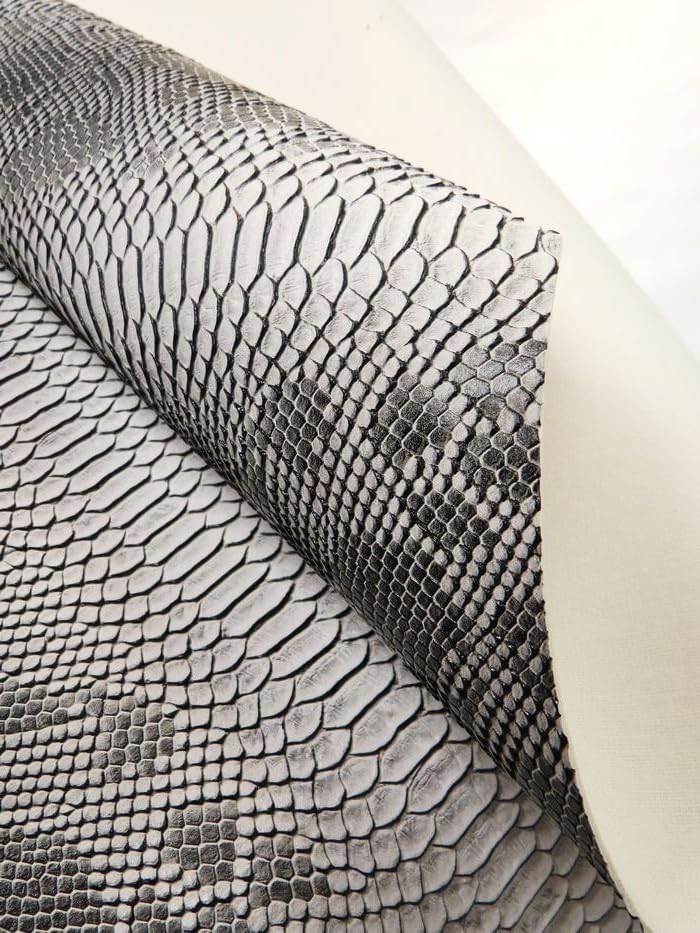 DuroLast™ Viper Sopythana Embossed Snake Skin Vinyl Leather Fabric by The Yard DIY Upholstery Accessories (Dark Green, Portrait)