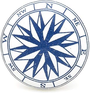 Ocean Compass/Nautical Drawer Pulls/Ceramic Cabinet Knobs/Antique Knob/Blue Knob by The Metal Magician (4)