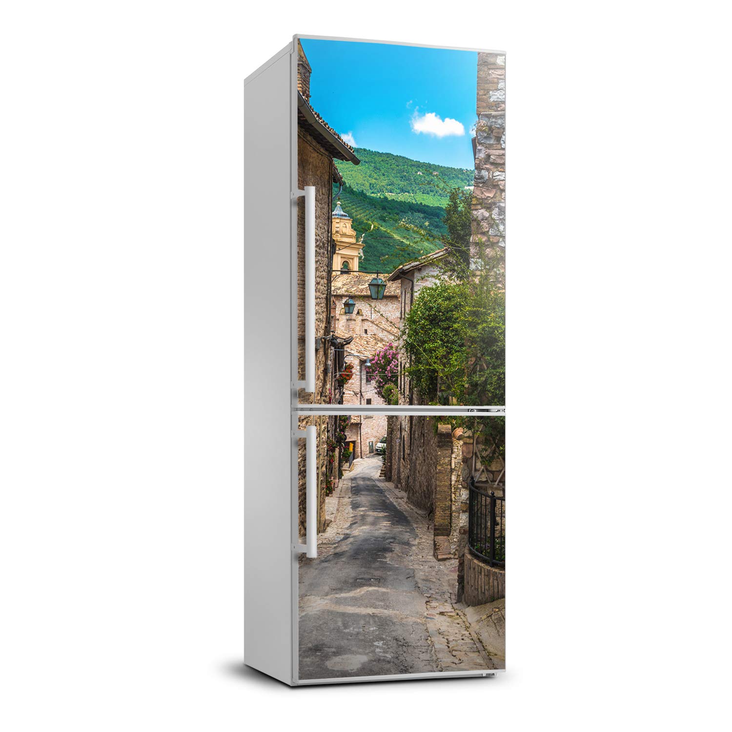 Sticker frigo charmante rue Tulup 70x190cm pour une ambiance ruelle italienne