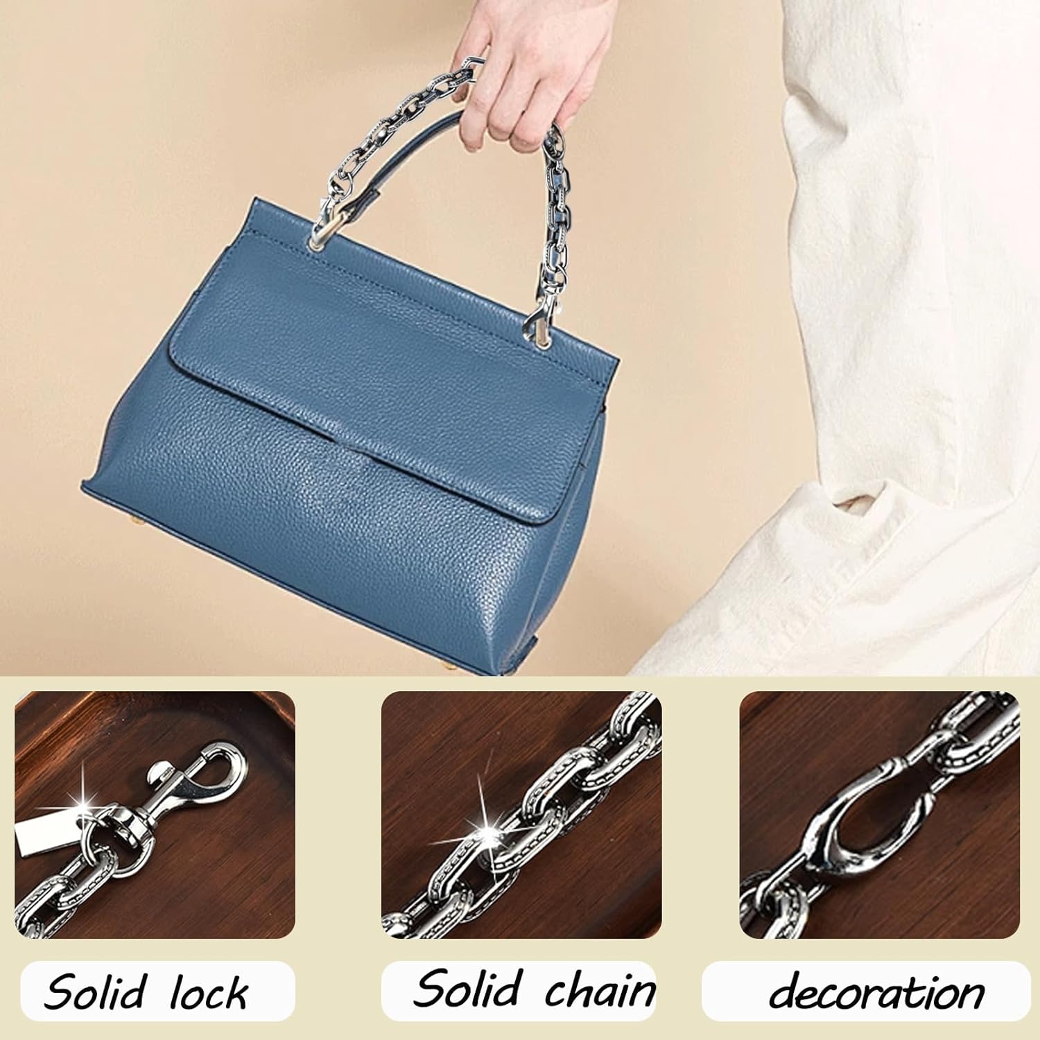 Metal letter Bag Charms Wallet Chain Keychains Purse Handbags Purse Chain Bag Strap Accessories For Women - Image 3