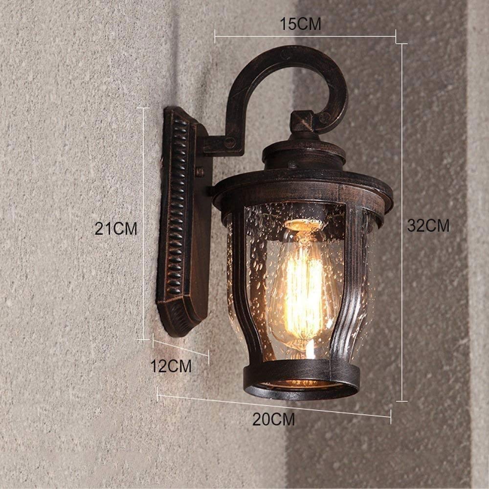 Europejska lampa ścienna zewnętrzna, wykończenie brązowe, idealna do willi, podwórza, korytarza, z wodoodpornym aluminiowo-metalowym lampionem z matowego szkła E27 do ogrodu lub tarasu.