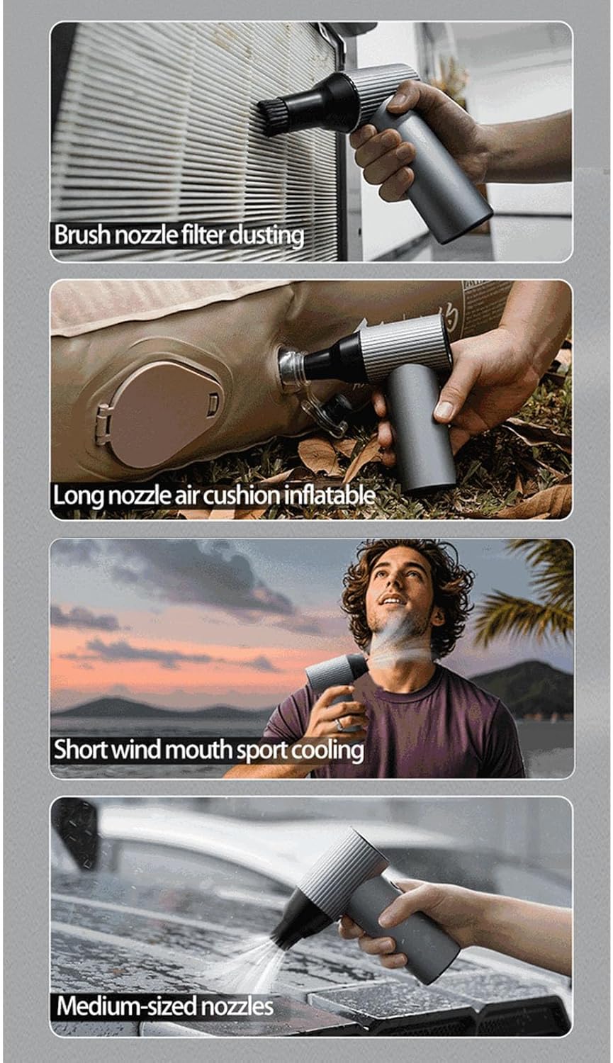 WALFRONT Dry Blower Electric Air Duster 90000RPM 455M S 3 Speed Adjustable Rechargeable Electric Air Duster with Brushless Motor and Fast Charging for Home Car Office Cleaning