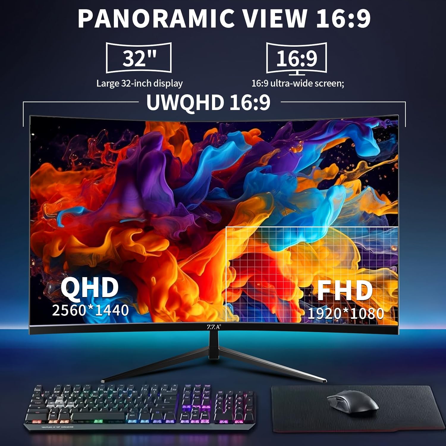 ZZA 32 Inch Curved Gaming Monitor, QHD 2560x1440, Ultra 300Hz & 240Hz Refresh Rate, Computer Monitor VA Panel,1500R, 1ms, HDR, AMD FreeSync Premium, NVIDIA G-SYNC Compatible 6 71UlDK UhLL. AC SL1500