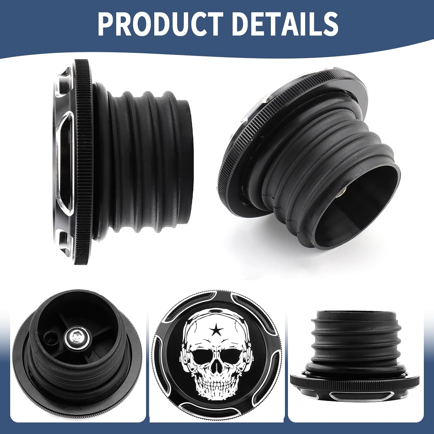 Motorcycle Vented Gas Cap Fuel Tank Cap Fit For Harley 1996-later Touring Road King Street Glide Electra Glide Softail Breakout FXLRS FXBB Dyna Fat Bob (Five Star Skull)