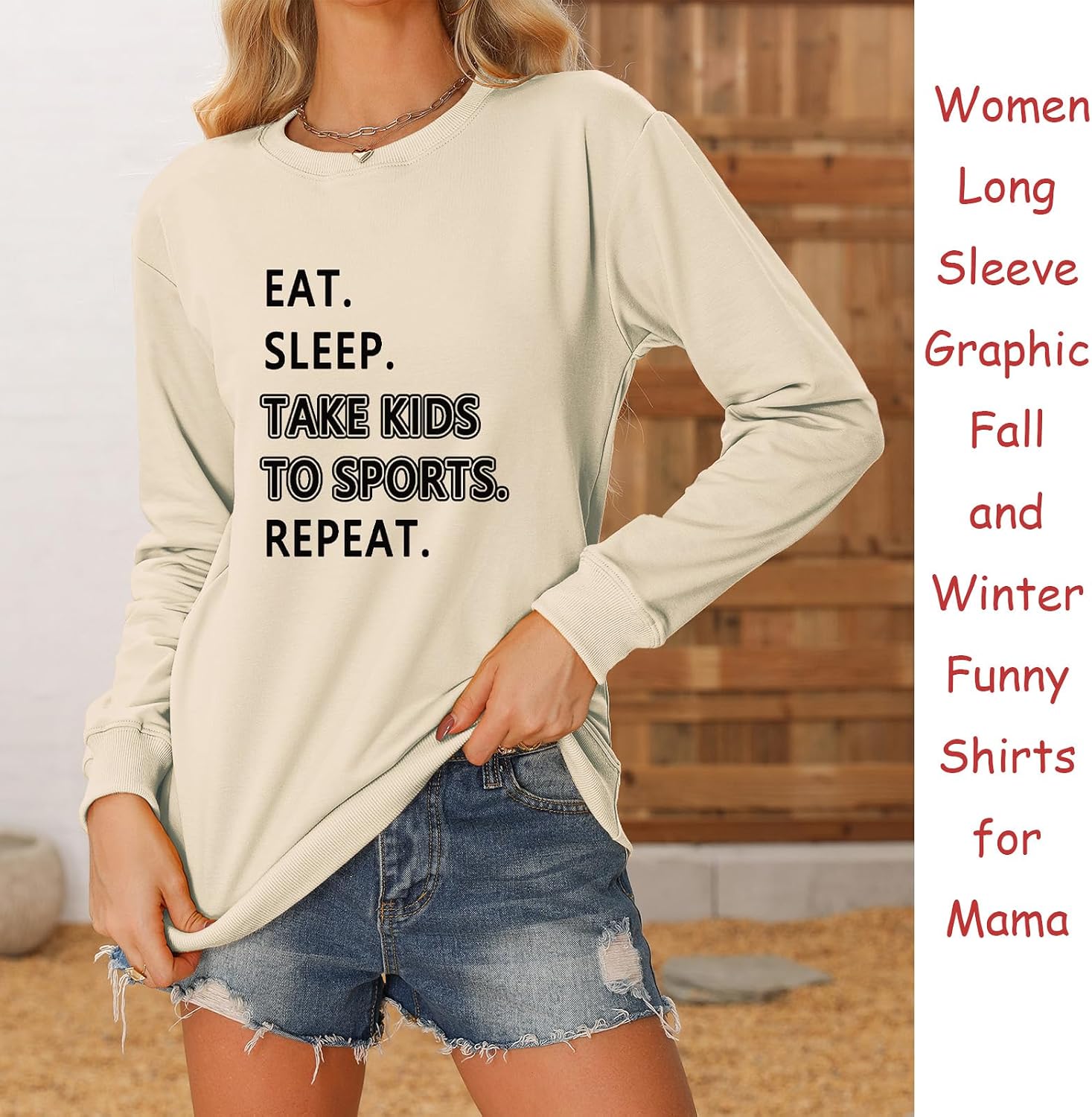 Eat Sleep Take Kids To Sports Repeat Mom Sweatshirt Crewneck Tees | Funny Sports Mom Design Made For Moms Who Spend Weekends At Baseball,Soccer,Football,Basketball,Volleyball Or Cheer Events