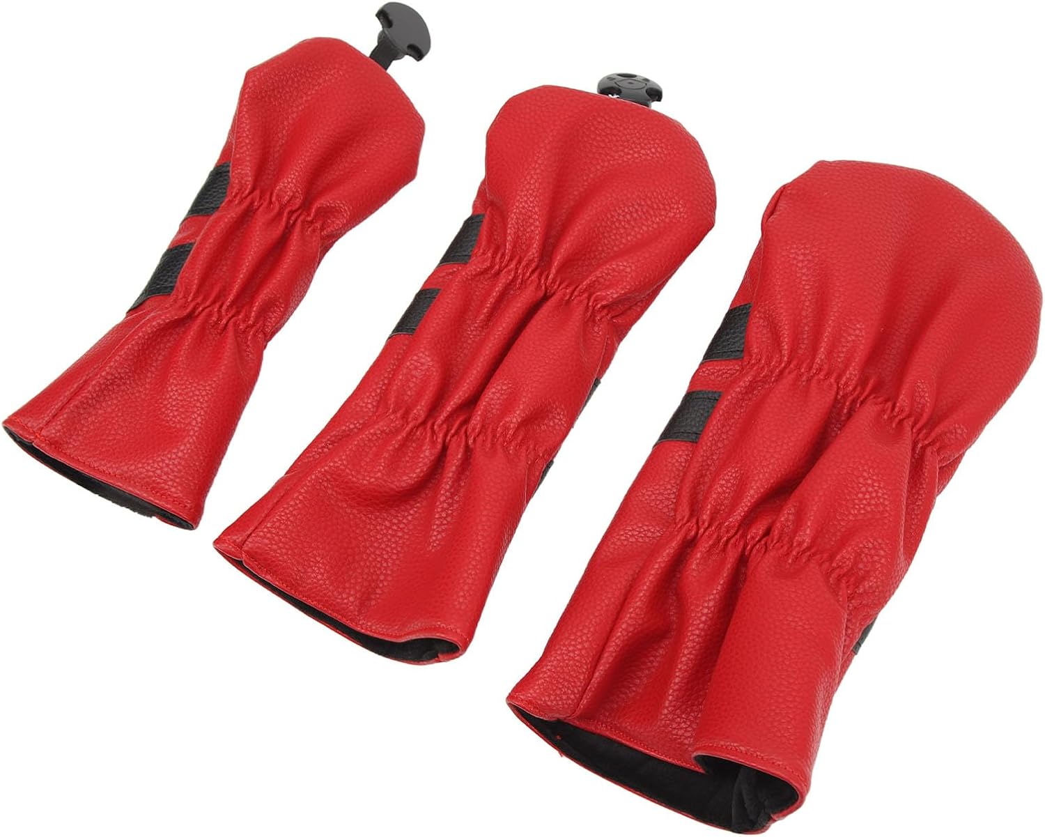 Fockety Headcover, PU Leather Head Covers fit for Drivers, Fairway Woods, and Hybrids Cover, 3 Wood Headcovers Head Covers with Rotatable Number Tags, Waterproof (red)