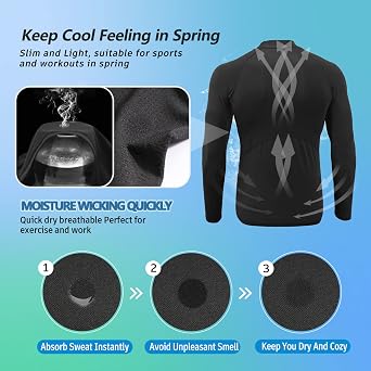 MEETYOO Long Sleeve Compression Shirts for Men, Athletic Base Layer Top