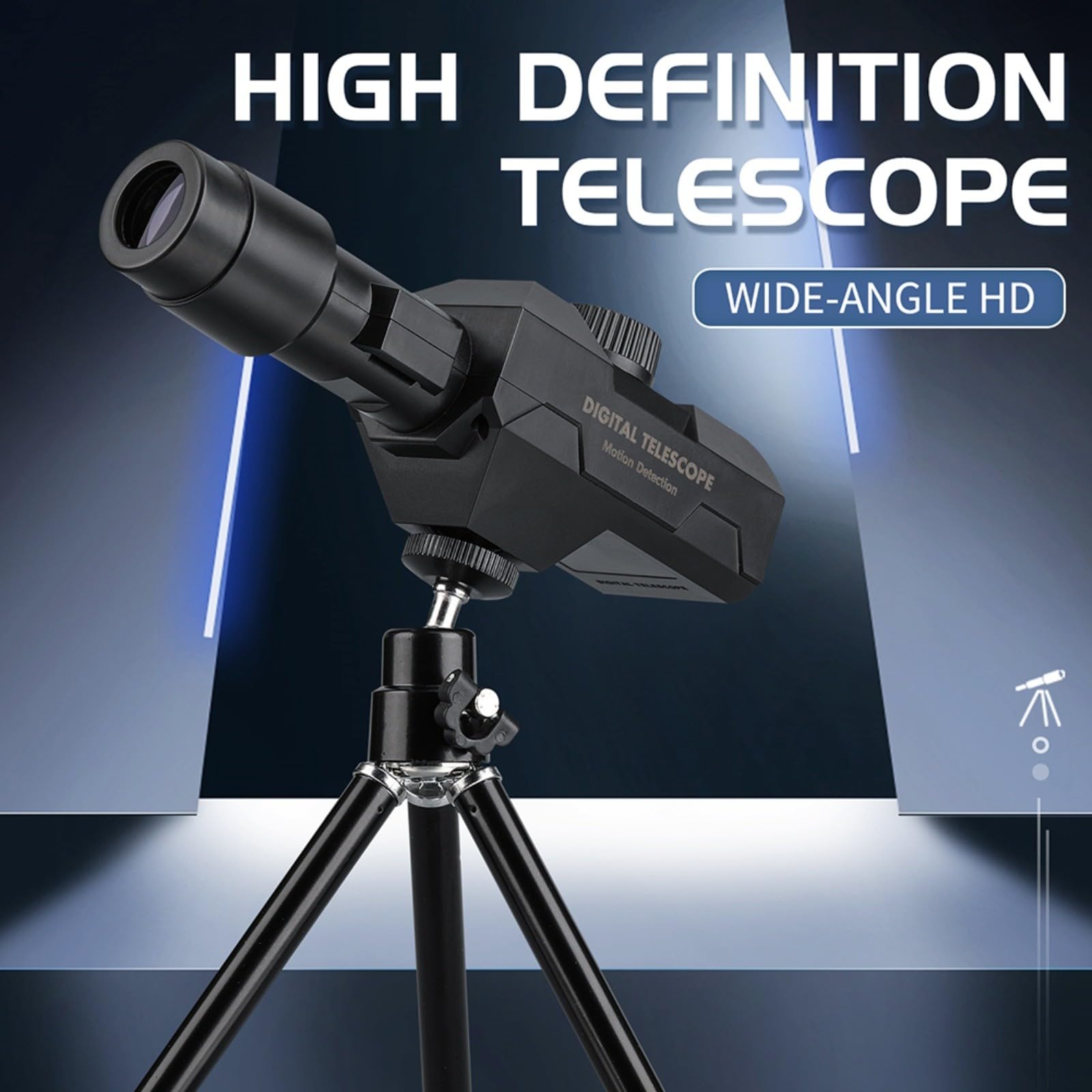 Telescopio monocular digital 70x Zoom HD 2MP Cámara con trípode WiFi Conexión Smartphone Vida Silvestre Birdwatching Conciertos Negro