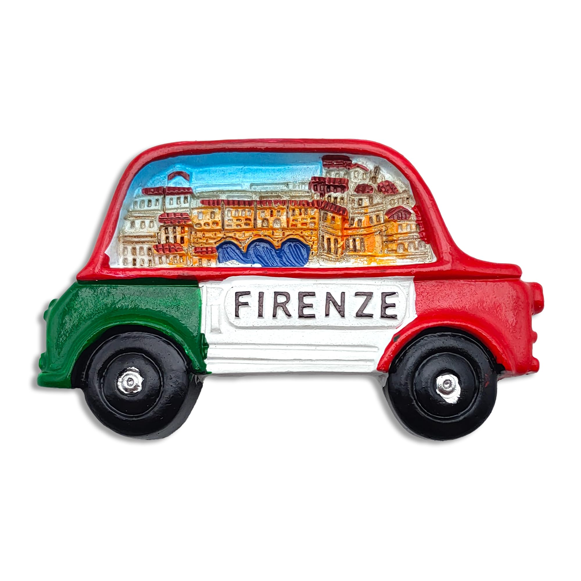 Ponte Vecchio on Mythic 500 3D Magnet - Decorative Magnet for Fridge and Magnetic Board - Souvenir Firenze Tricolore 7.5 x 4.5 cm
